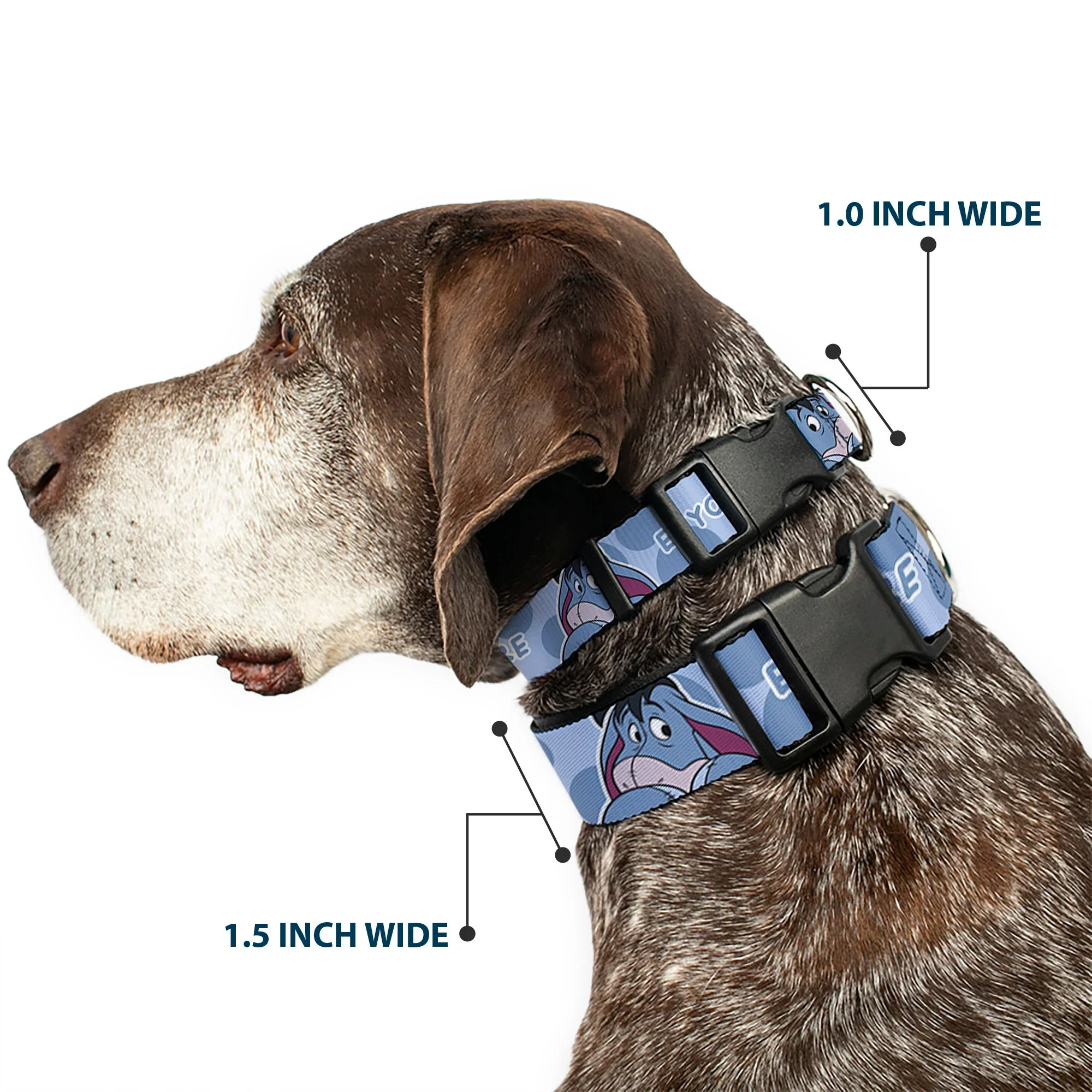 Plastic Clip Collar - Winnie the Pooh Eeyore Text and Expression Close-Up Dot Blues - Image 2