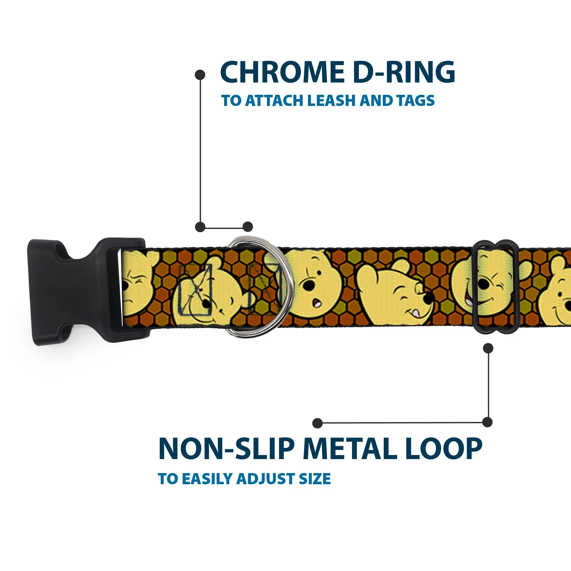 Plastic Clip Collar - Winnie the Pooh Expressions/Honeycomb Black/Browns - Image 5