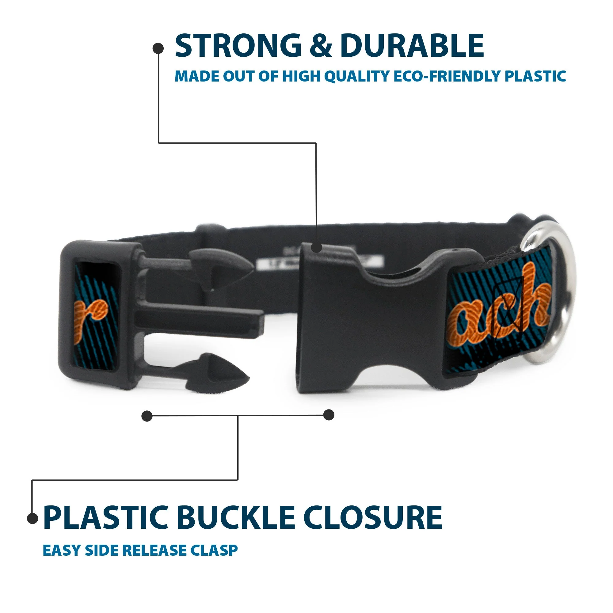 Plastic Clip Collar - Woody REACH FOR THE SKY Denim Blue Print - Image 4