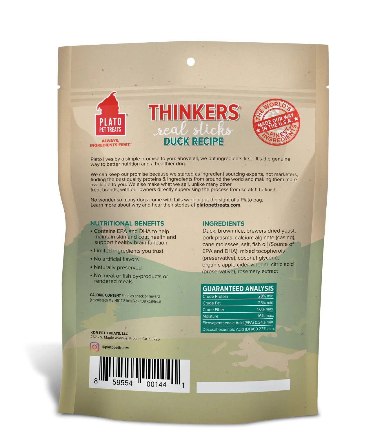 Plato Thinkers Duck Sticks Dog Treats (10oz) - Image 2