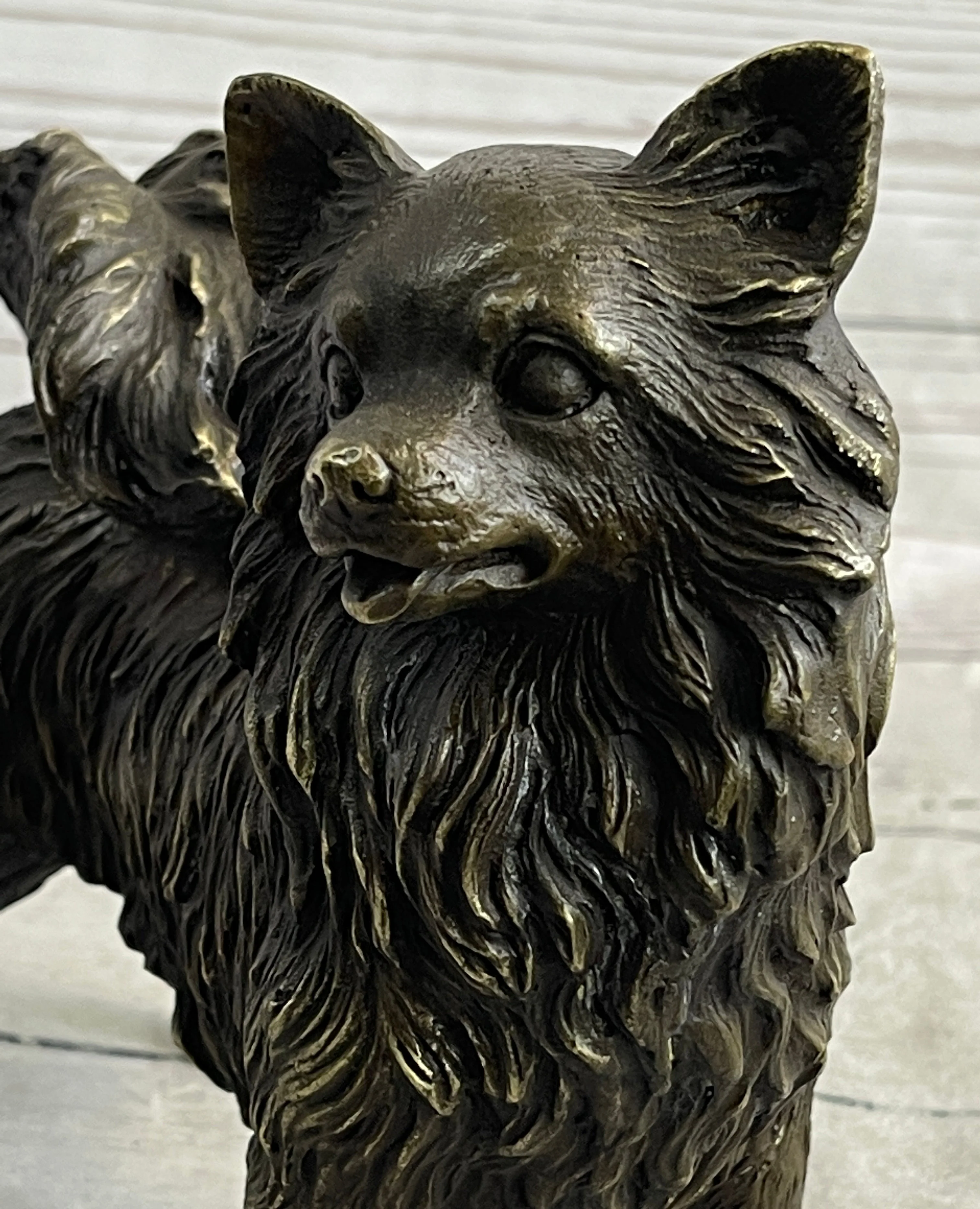 Pomeranian Breed Puppy Dog Bronze Figurine Figure Sculpture Statue Signed Art - Image 8
