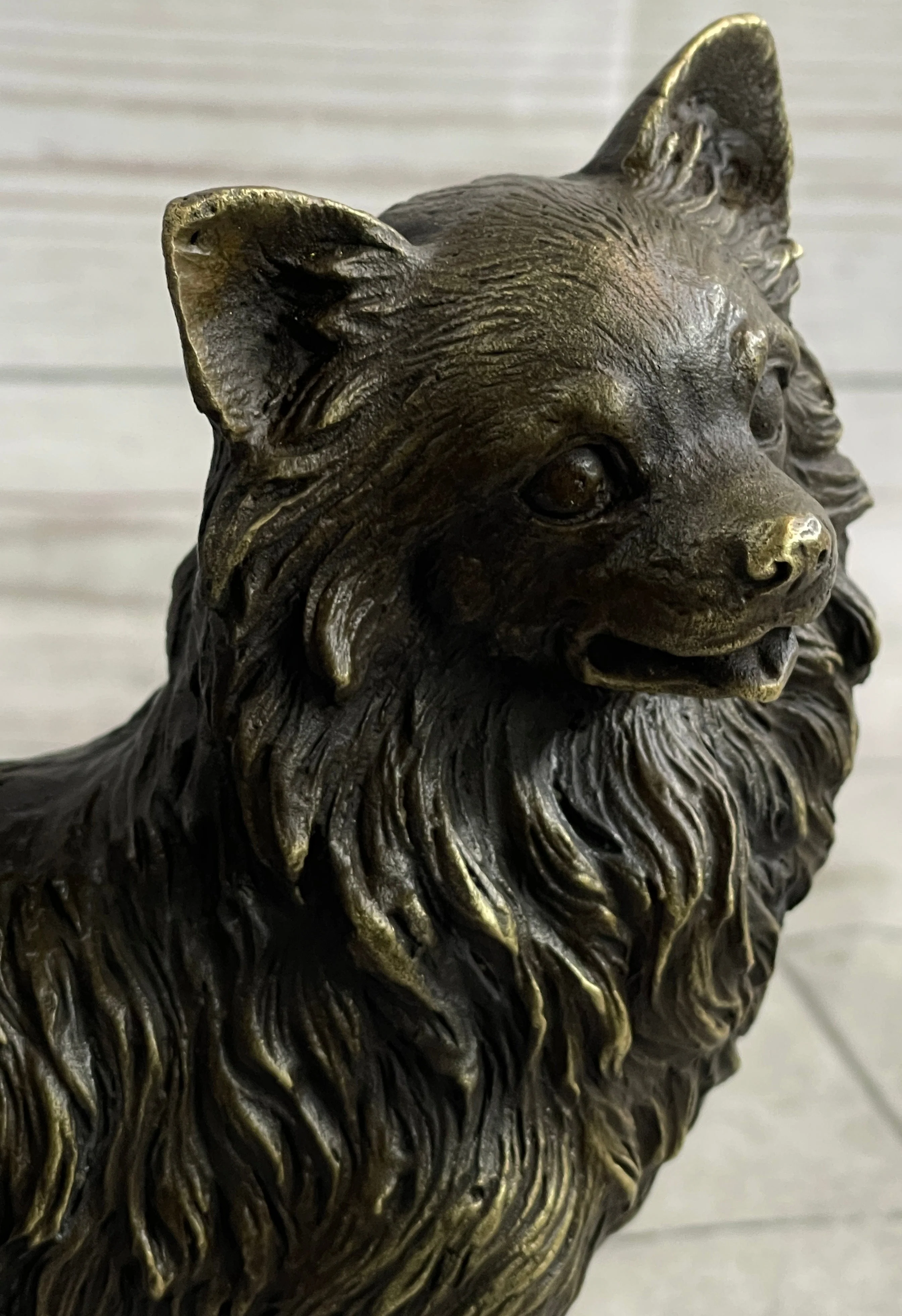 Pomeranian Breed Puppy Dog Bronze Figurine Figure Sculpture Statue Signed Art - Image 9