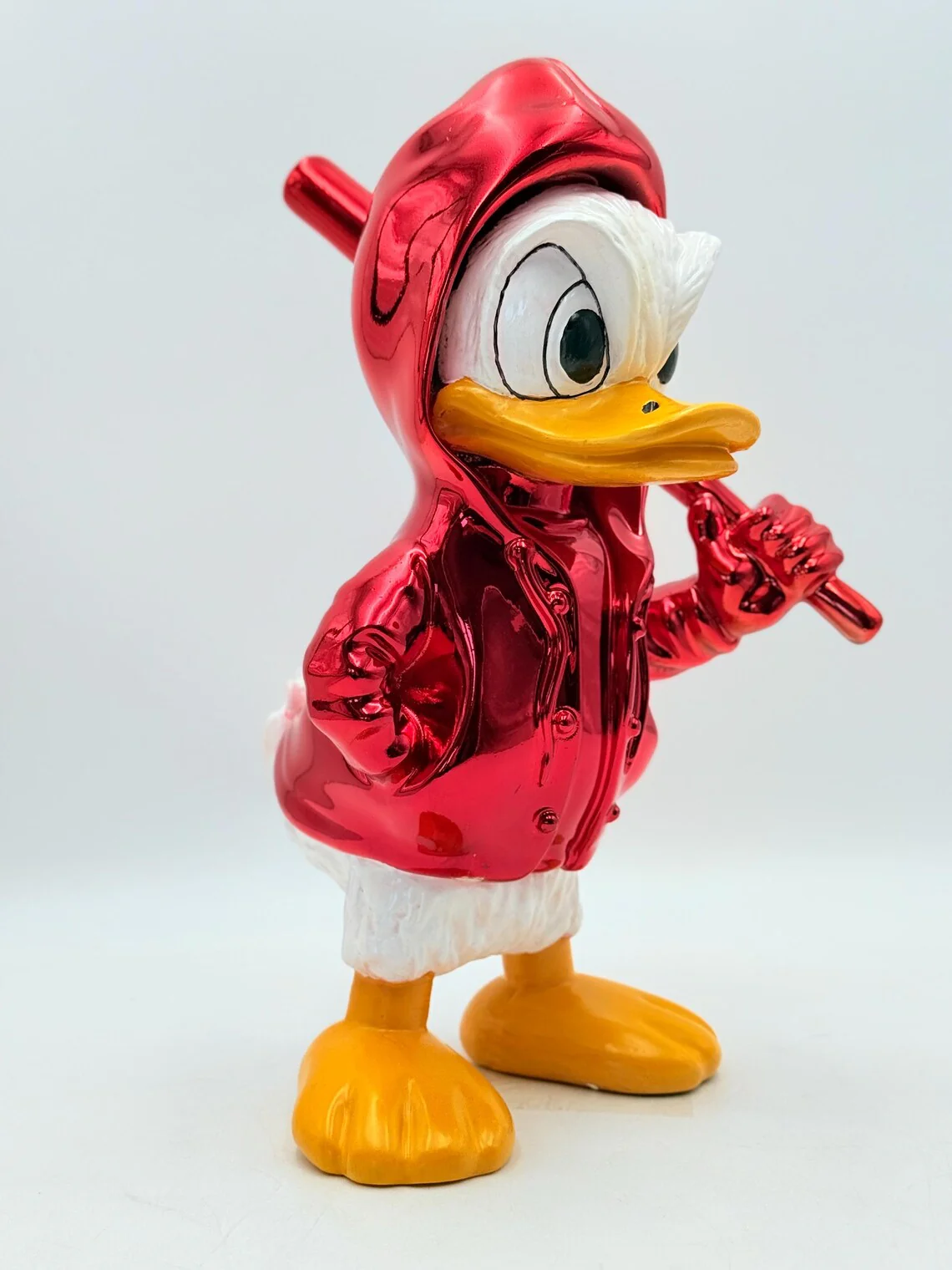 Pop Art Duck Red Chrome Sculpture – Hoodie Edition - Image 3