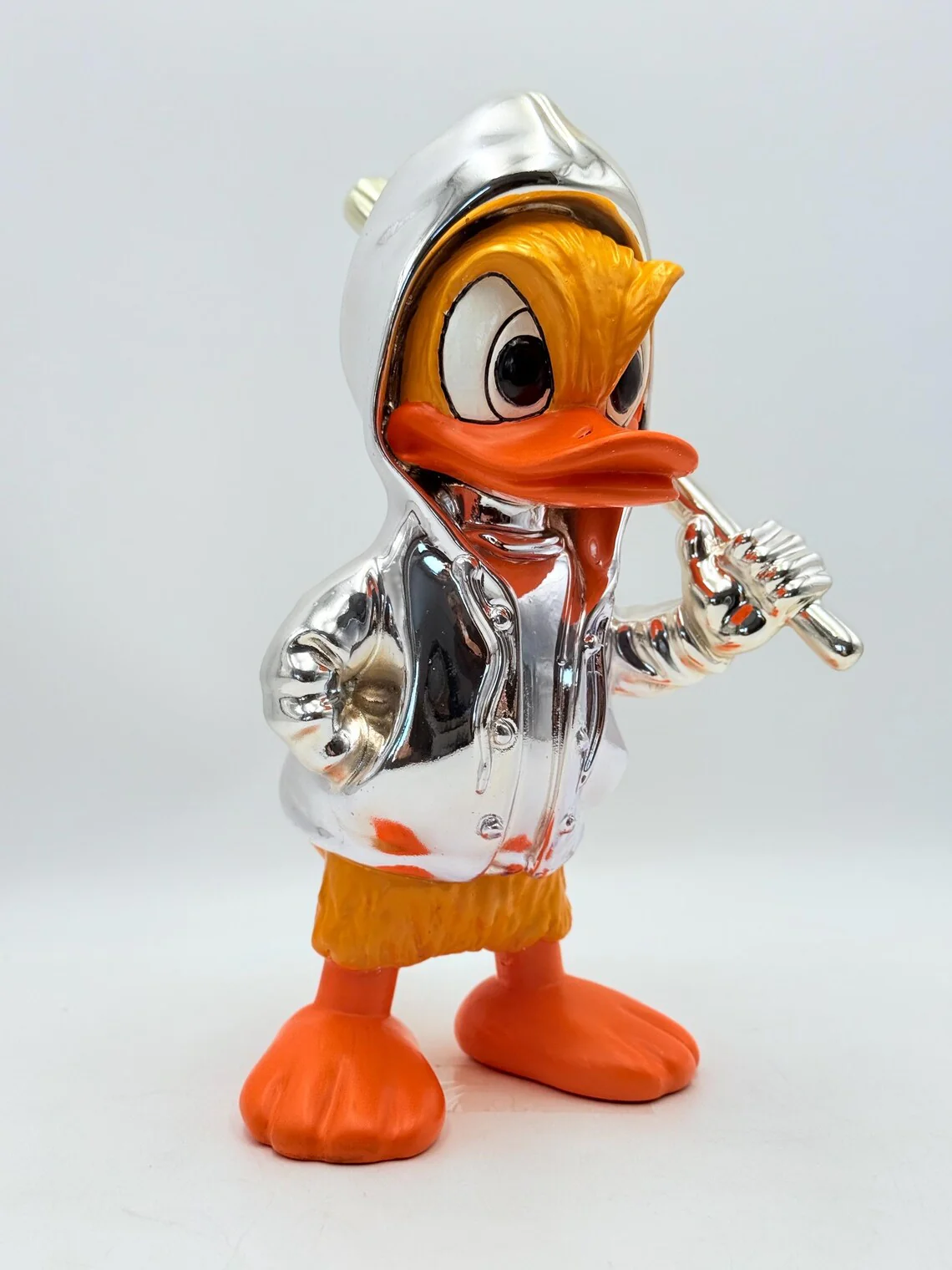 Pop Art Duck Silver Chrome Sculpture – Hoodie Edition - Image 3
