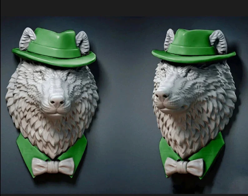 Pop Art Wolf Head Sculpture - Image 7