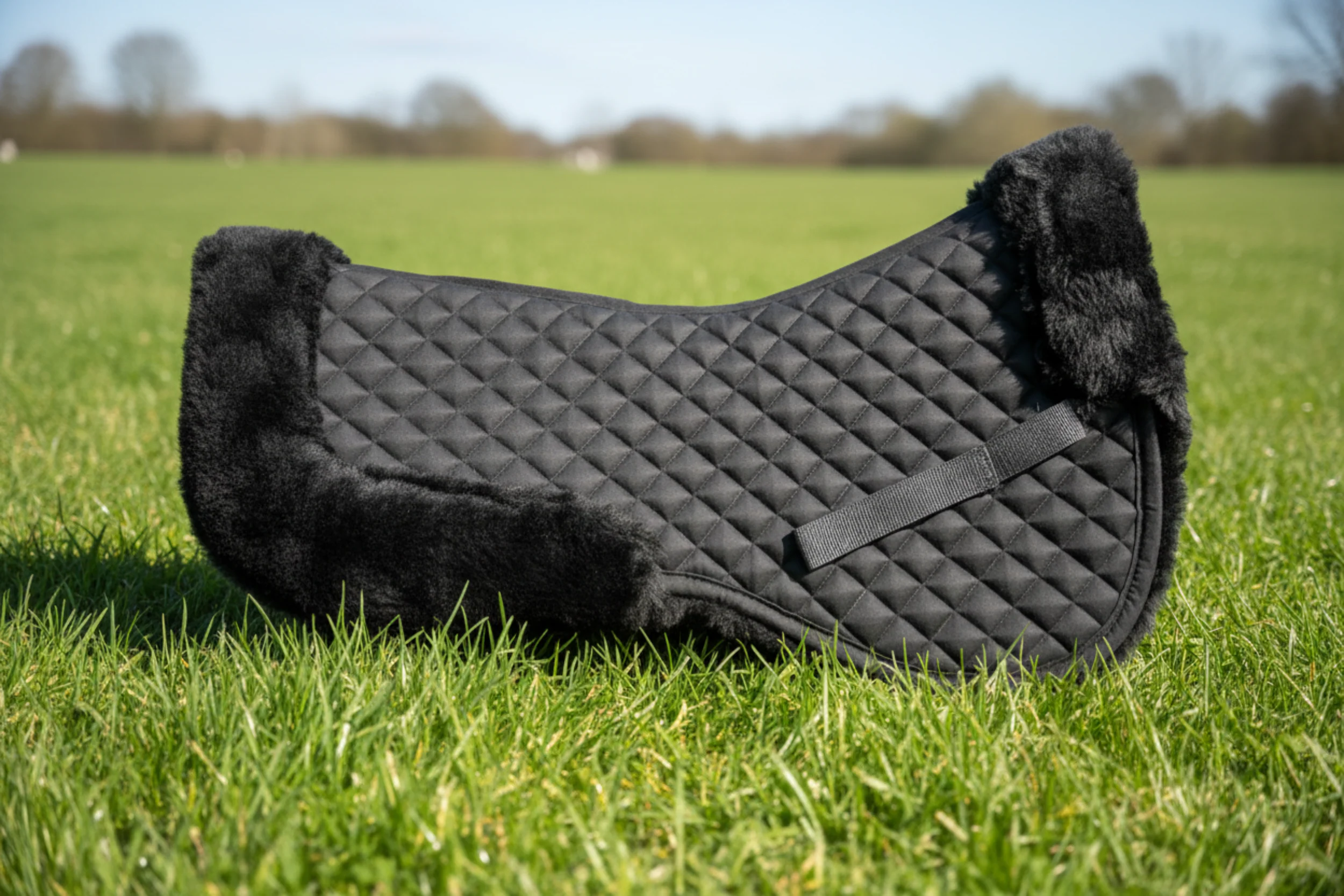 Premium Quality Cotton Black Half Pad Saddle Pad, - Image 3