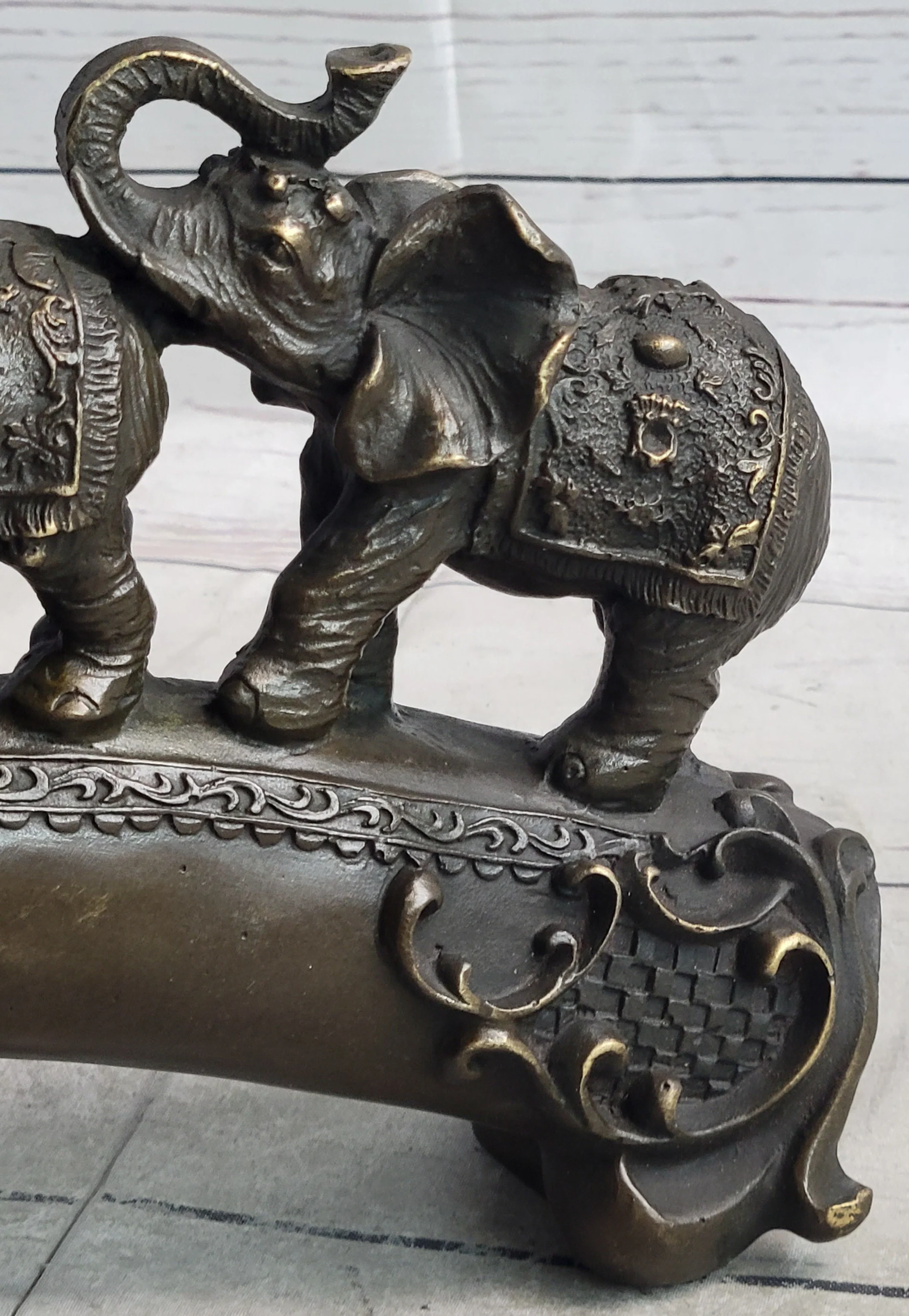 Pride of Elephants on a Bridge Bronze Metal Statue Sculpture Figures Original Art - Image 7