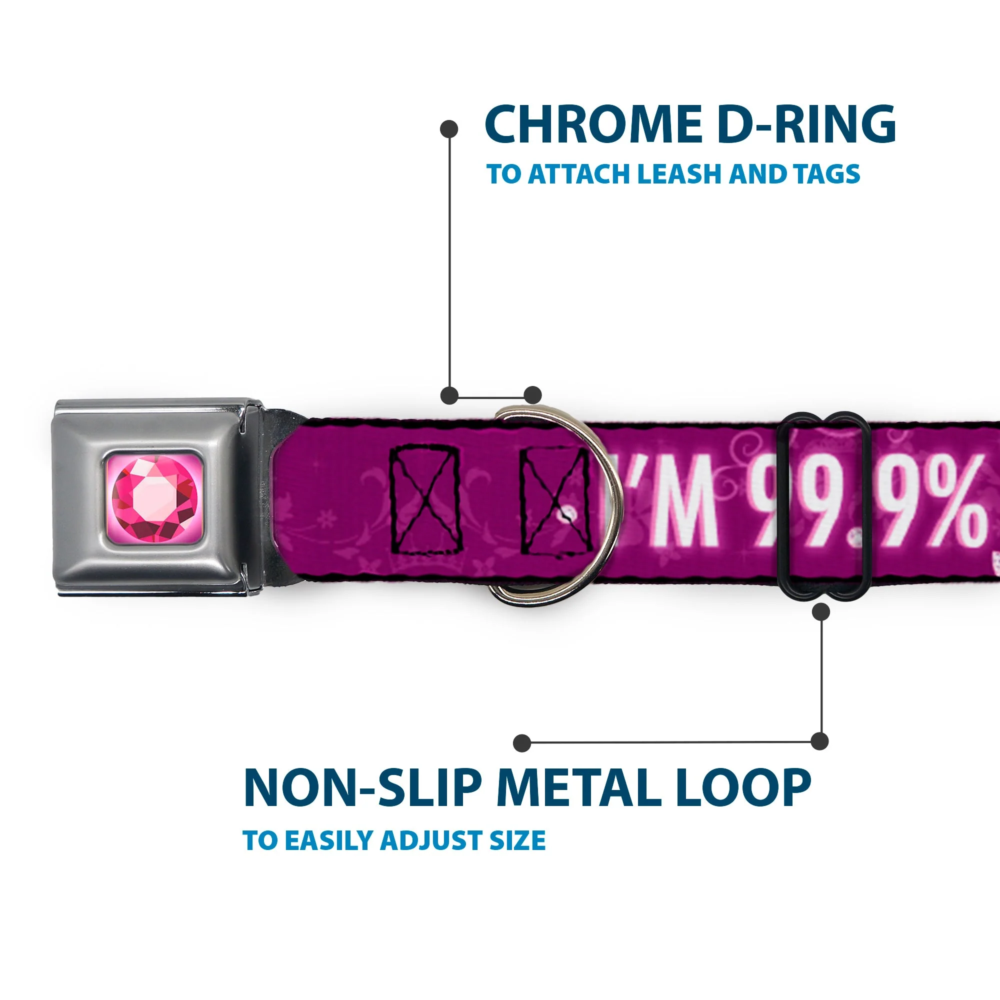 Princess Gem Full Color Fuchsia Seatbelt Buckle Collar - IM 99.9% SURE IM A DISNEY PRINCESS Pinks/White - Image 5