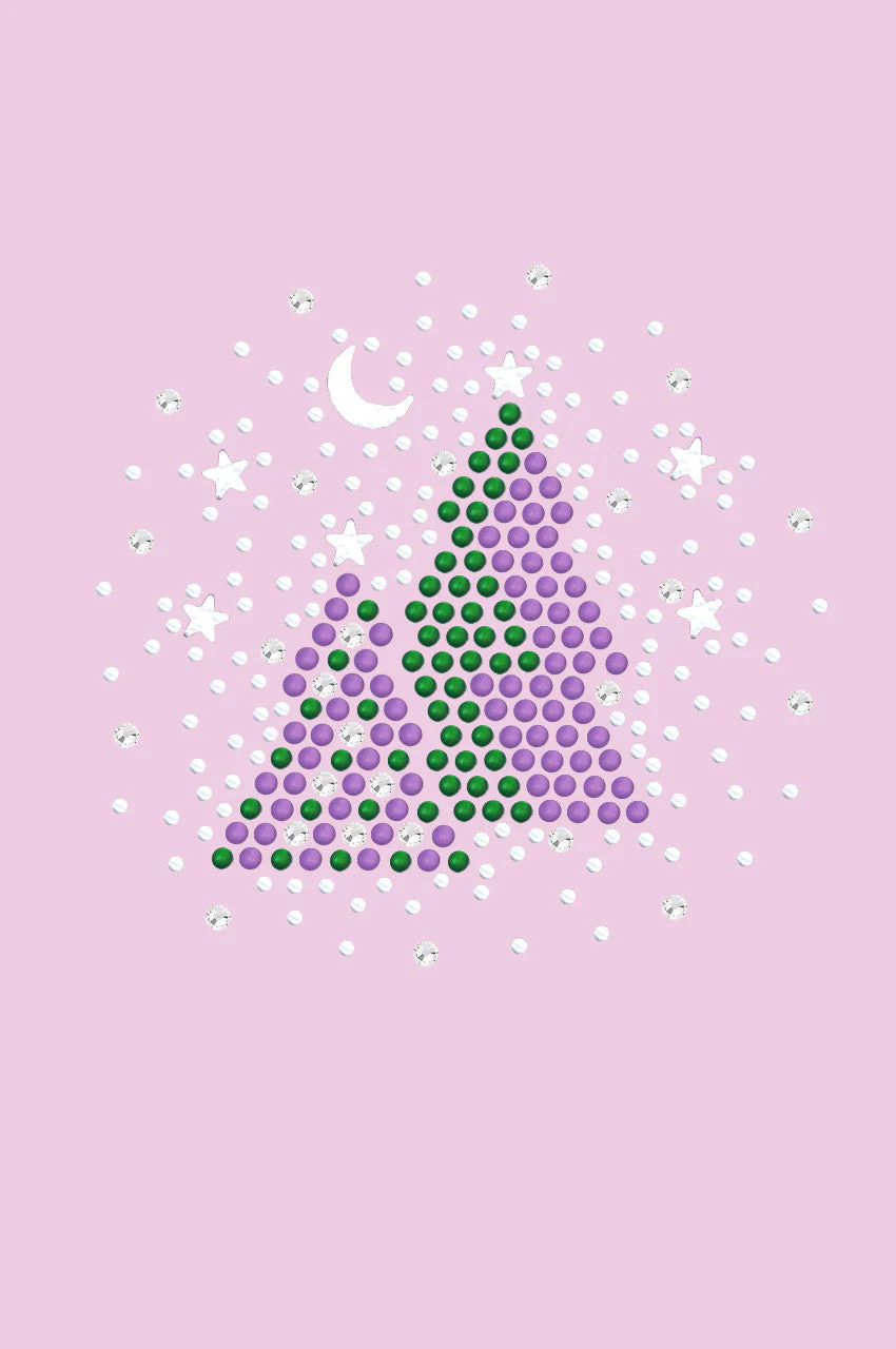 Purple & Green Christmas Trees with Austrian crystal Snowflakes - Bandana - Image 2