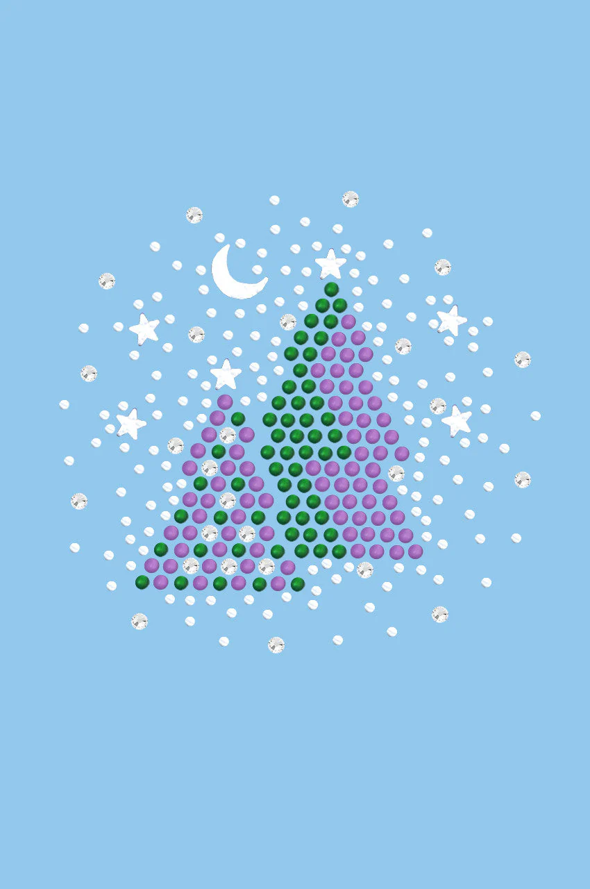 Purple & Green Christmas Trees with Austrian crystal Snowflakes - Bandana - Image 3