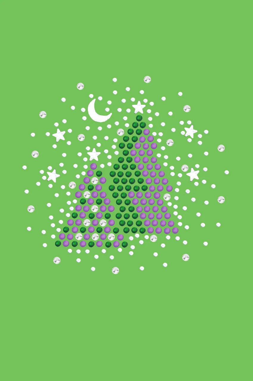 Purple & Green Christmas Trees with Austrian crystal Snowflakes - Bandana - Image 4