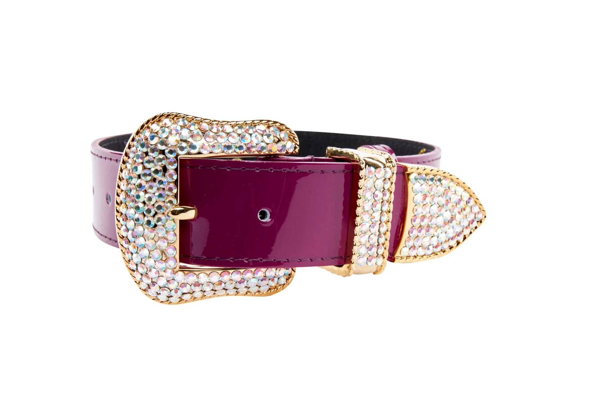 Purple Patent Italian Leather/Swarovski Crystal Hardware Collar - Image 2