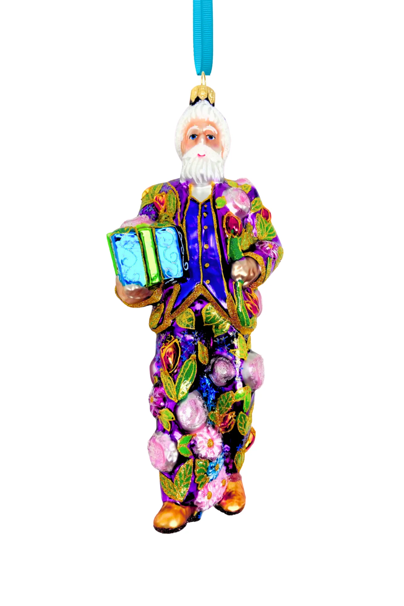 Purple Reign Santa Polish Glass Ornament - Image 2