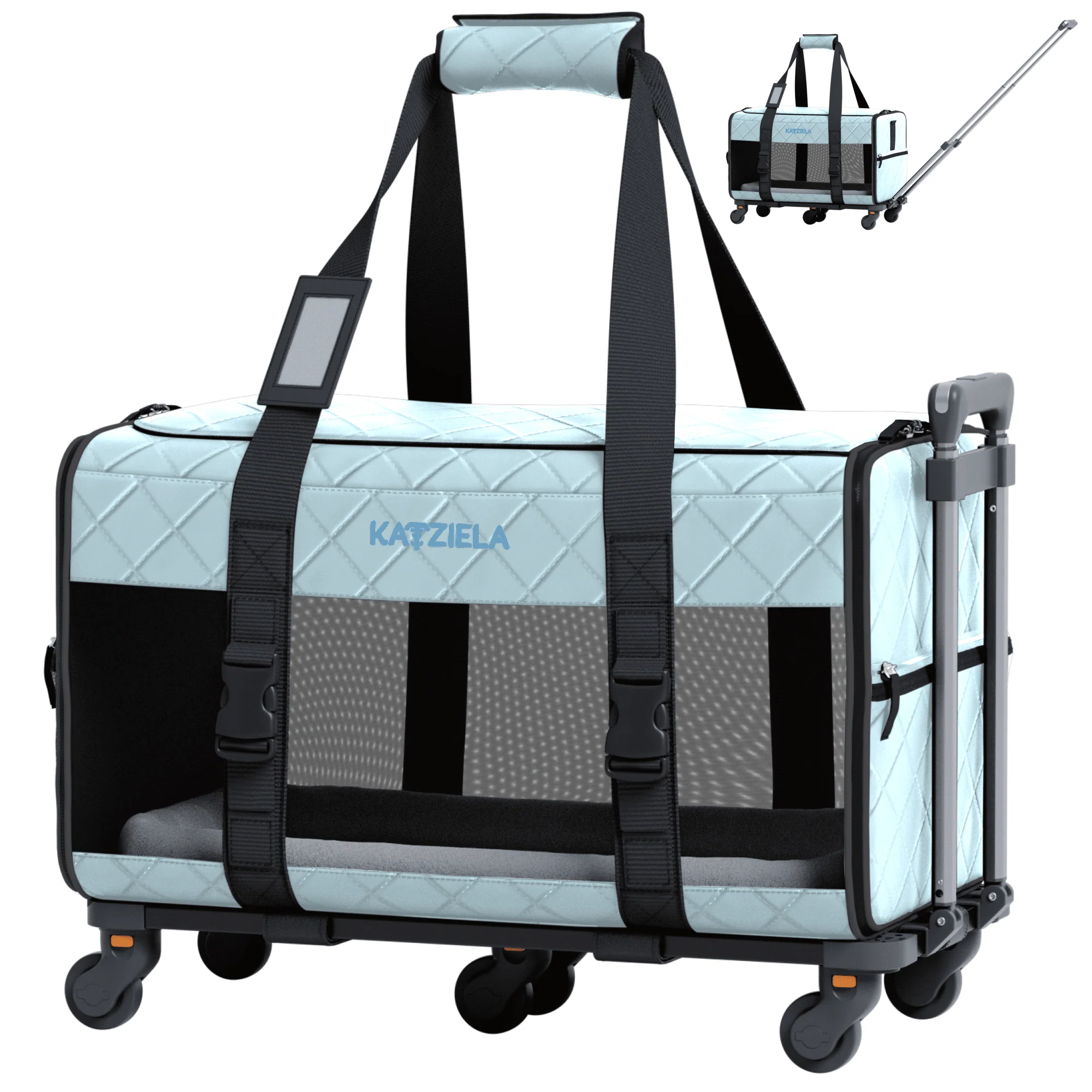 Quilted Chariot Pet Carrier With Removable Wheels and Telescopic Handle - Image 27