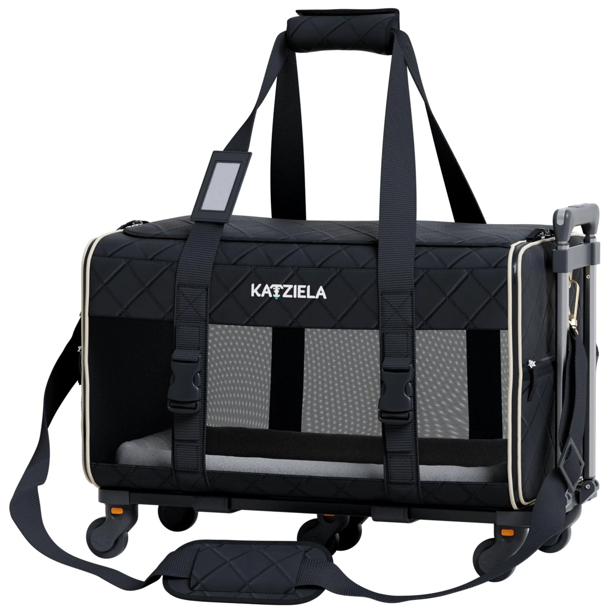 Quilted Chariot Pet Carrier With Removable Wheels and Telescopic Handle - Image 3
