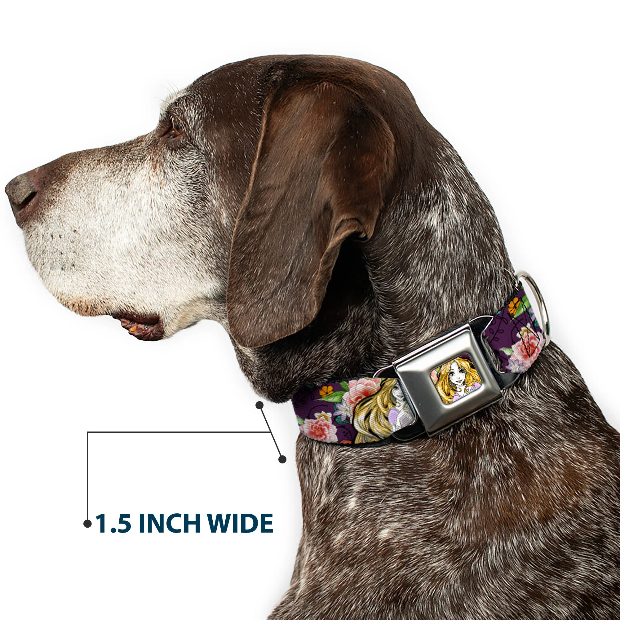 Rapunzel Sketch Full Color Seatbelt Buckle Collar - Rapunzel Poses/Floral Collage Sketch Purple - Image 7