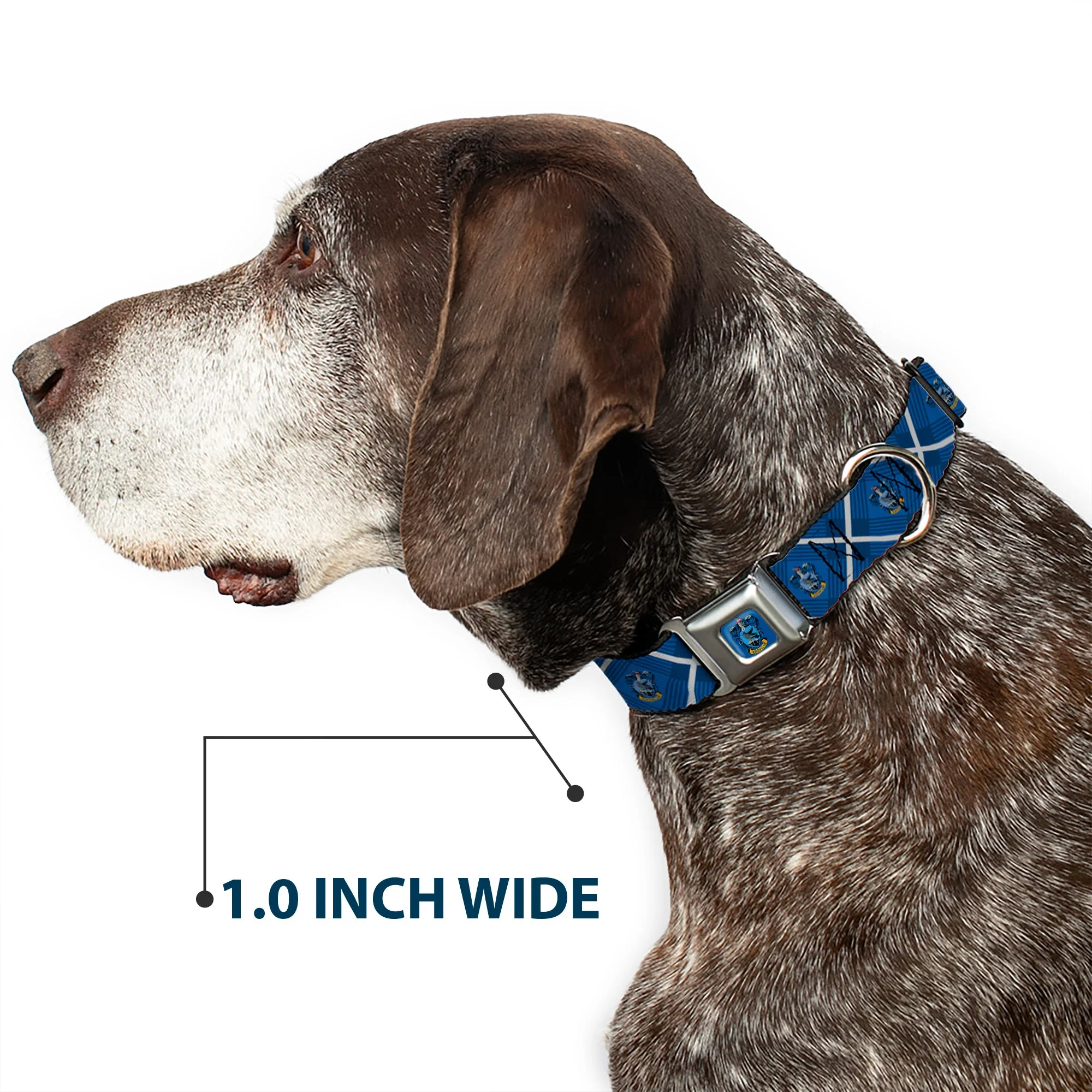 RAVENCLAW Crest Full Color Blue Seatbelt Buckle Collar - Harry Potter Ravenclaw Crest Plaid Blues/Gray - Image 6