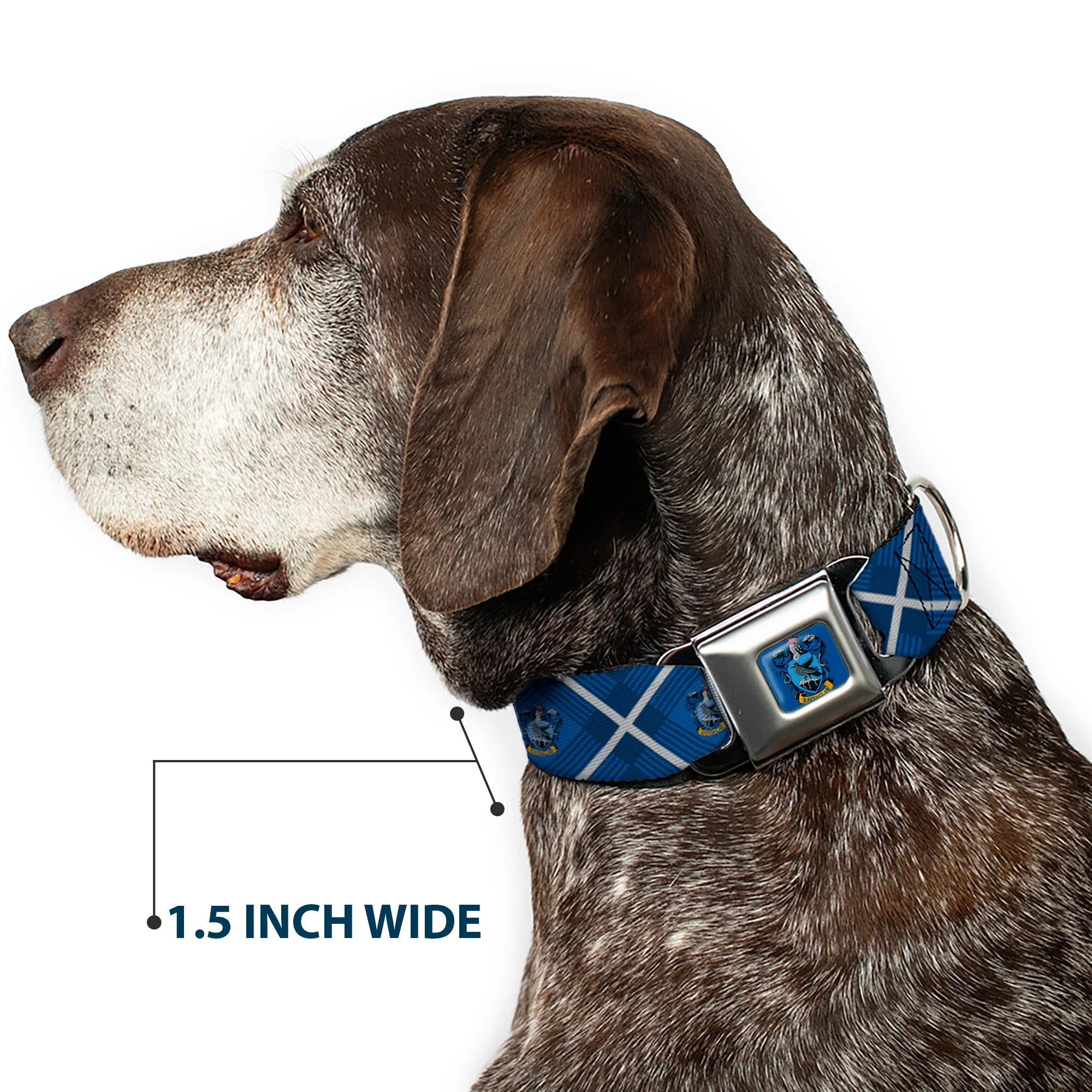 RAVENCLAW Crest Full Color Blue Seatbelt Buckle Collar - Harry Potter Ravenclaw Crest Plaid Blues/Gray - Image 7