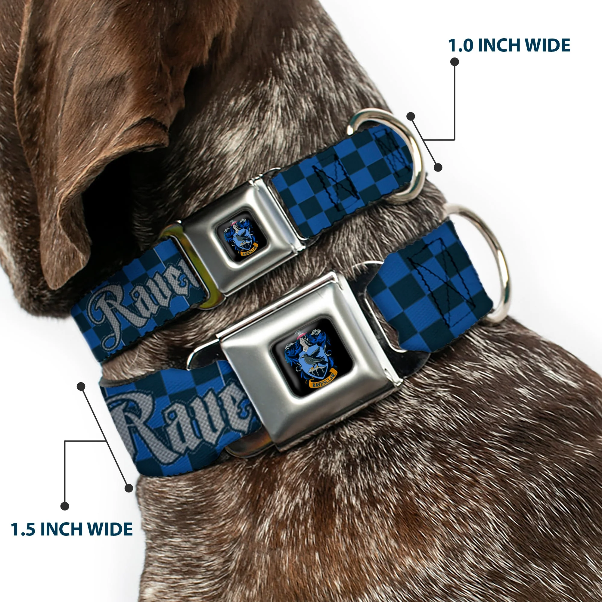 Ravenclaw Crest Full Color Seatbelt Buckle Collar - Harry Potter RAVENCLAW Checker Blues/Grays - Image 2