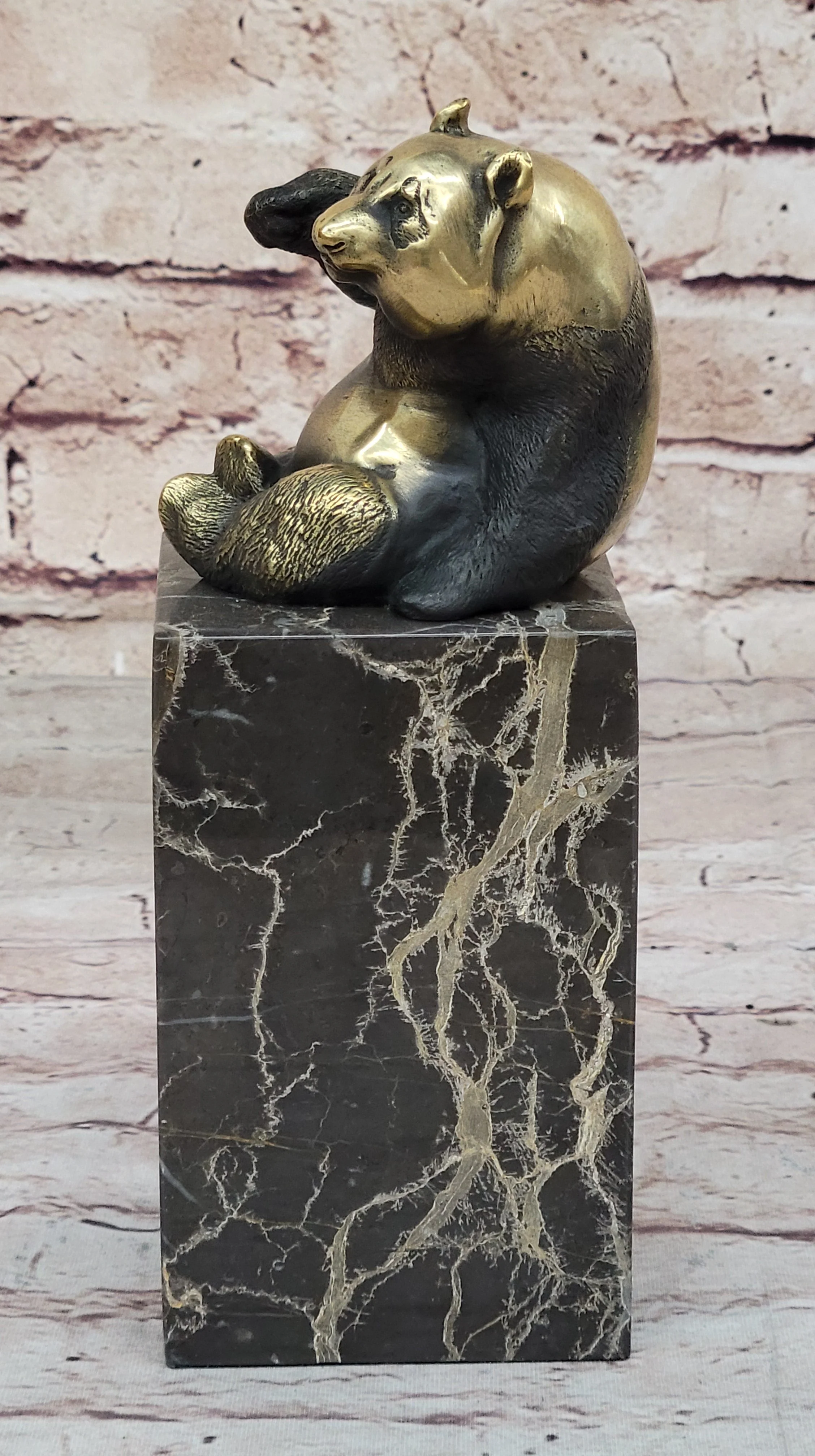 Real Bronze Panda Bear Bronze Figurine Sculpture on Marble Base by Milo - Image 4