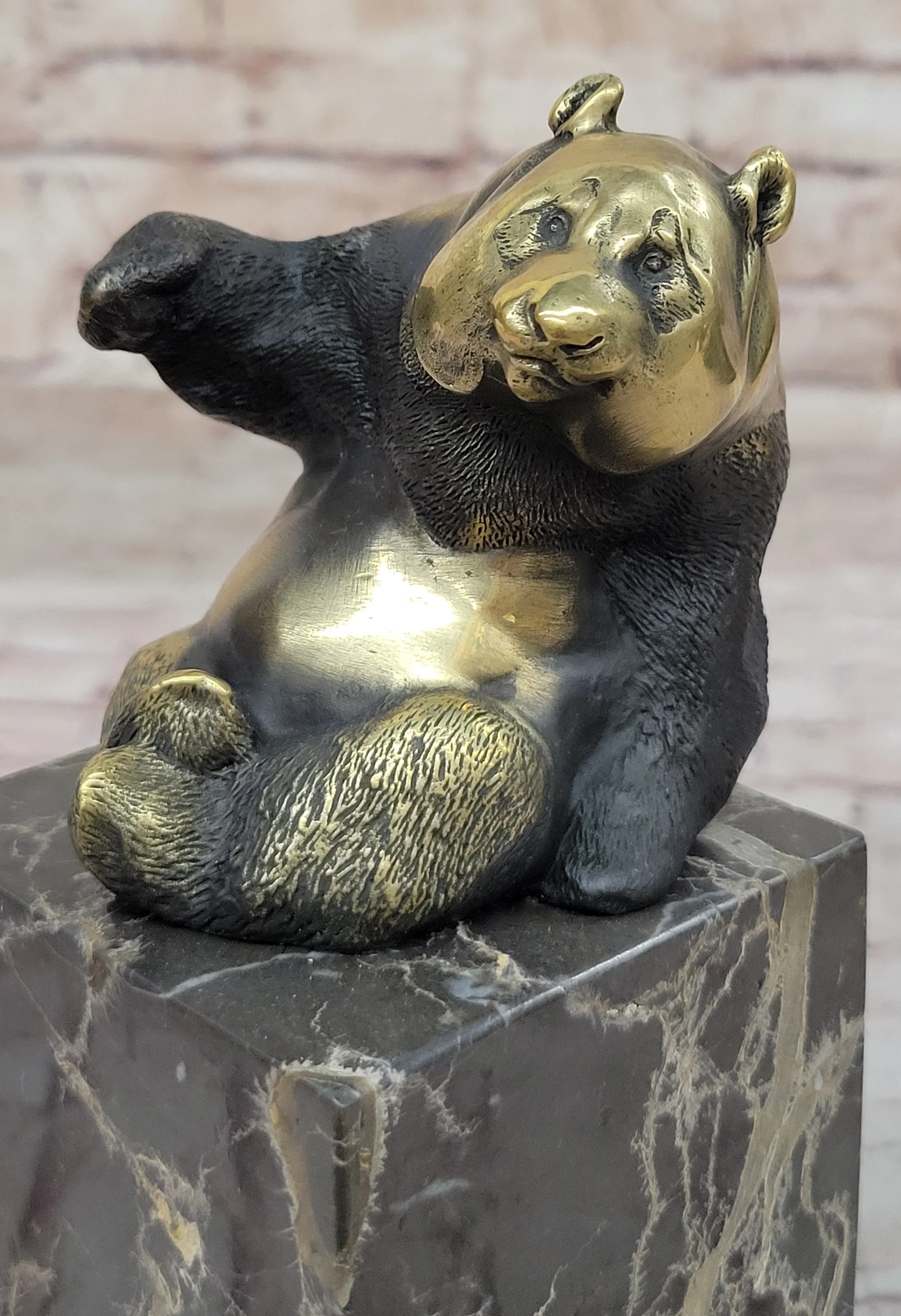 Real Bronze Panda Bear Bronze Figurine Sculpture on Marble Base by Milo - Image 6