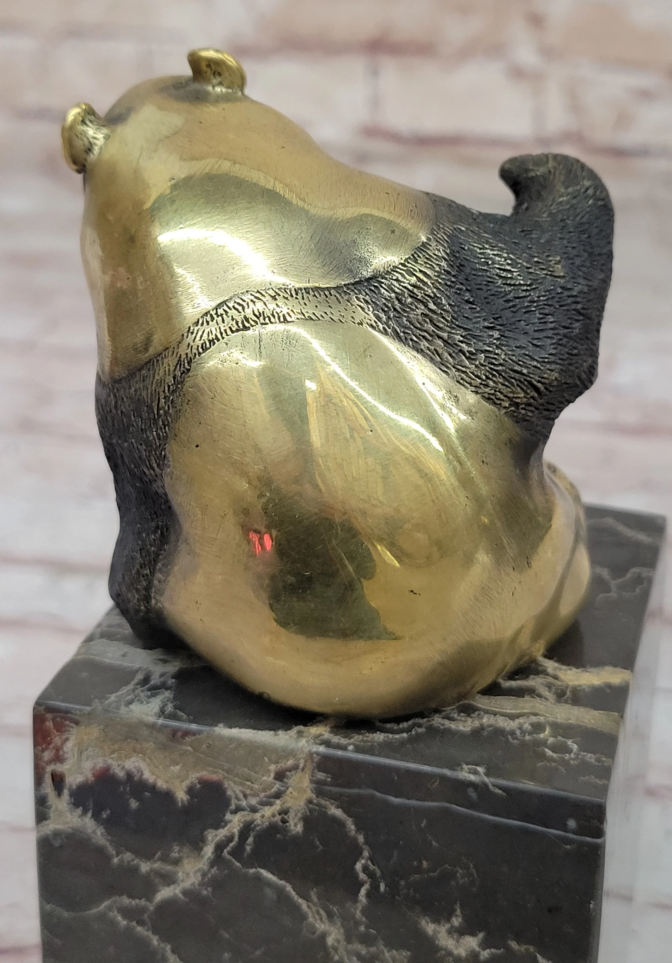 Real Bronze Panda Bear Bronze Figurine Sculpture on Marble Base by Milo - Image 9
