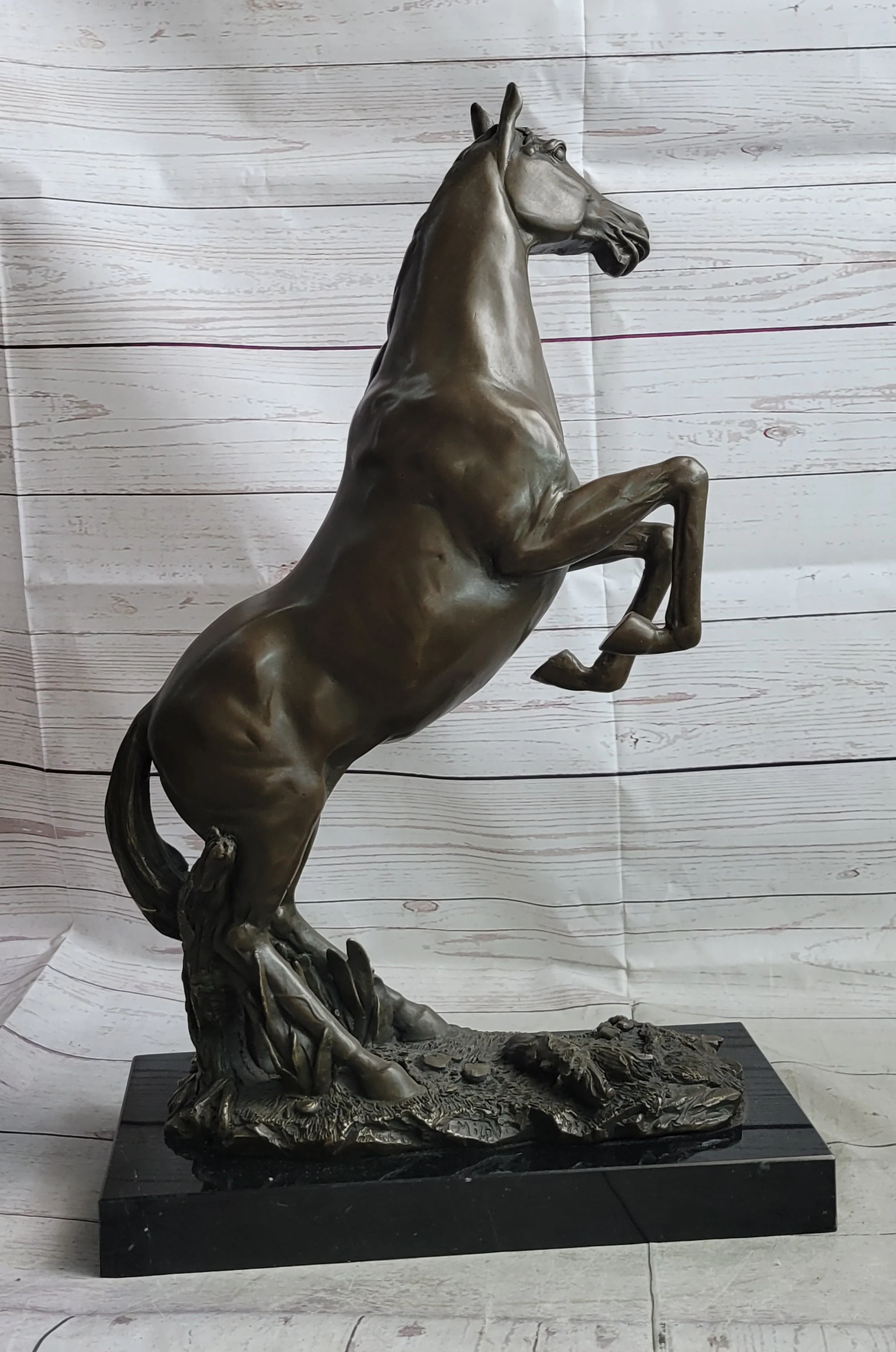 Rearing Arabian Horse Stallion Bronze Statue Sculpture Figure Equestrian Farm Stable Decor - Image 4
