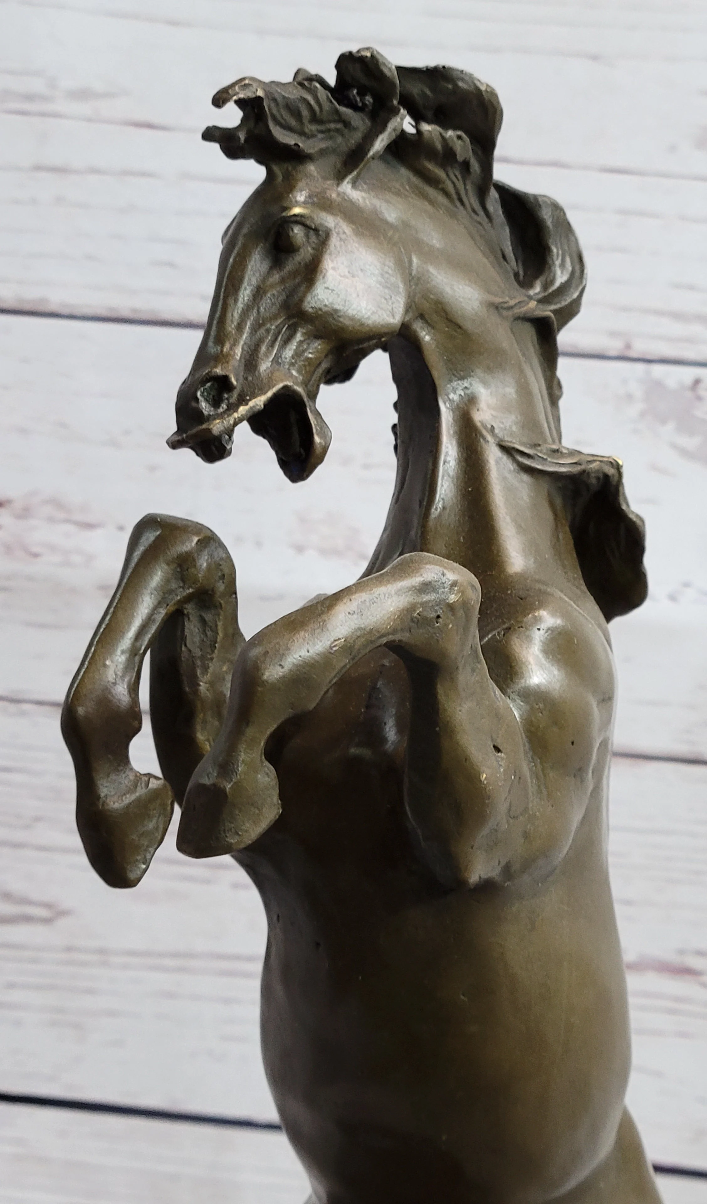 Rearing Horse Bronze Metal Statue Sculpture Figure on Marble Base - Image 7