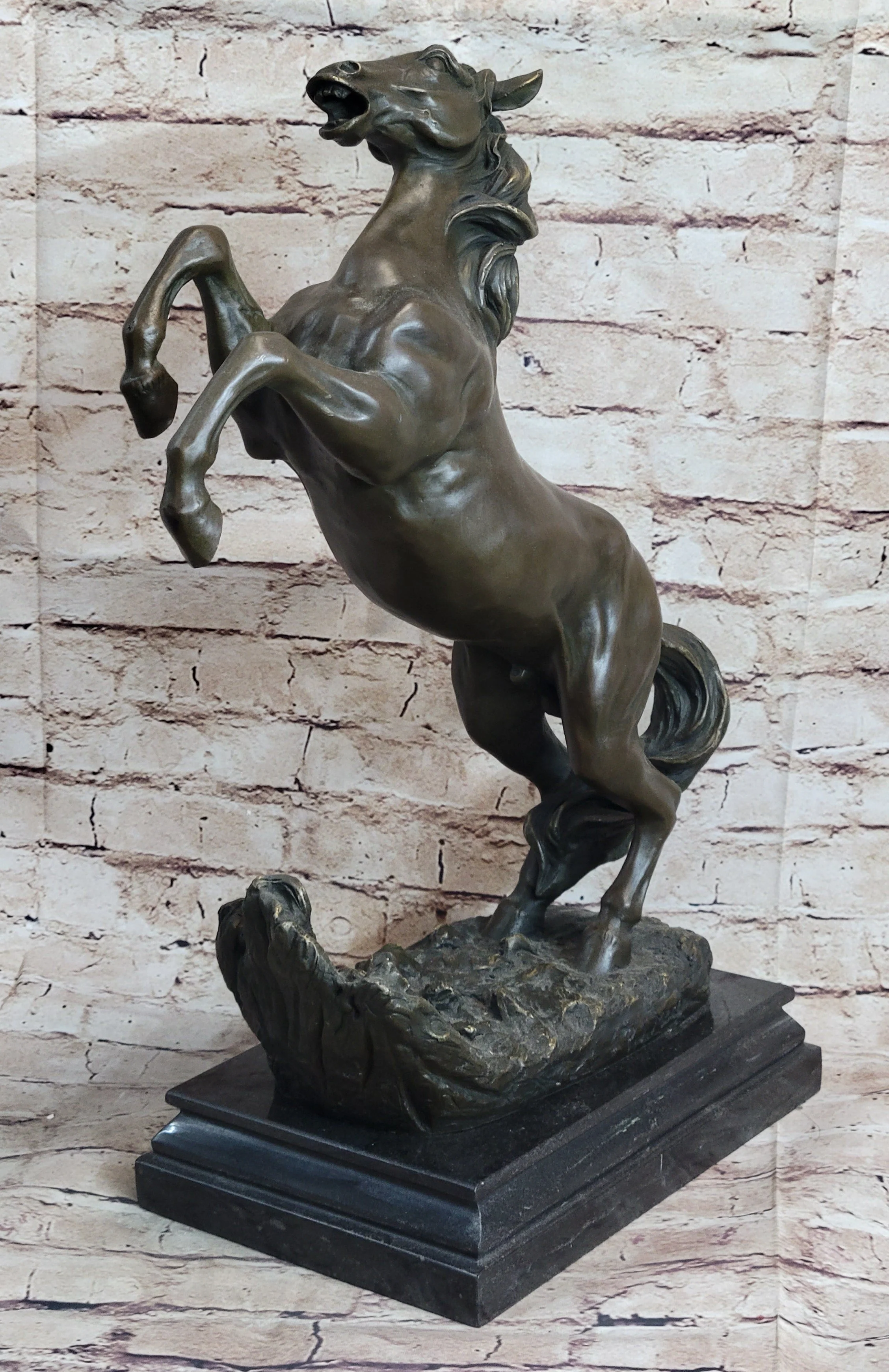 Rearing Horse on Hind Legs Bronze Sculpture Statue Equestrian PJ Mene Art Decor - Image 3
