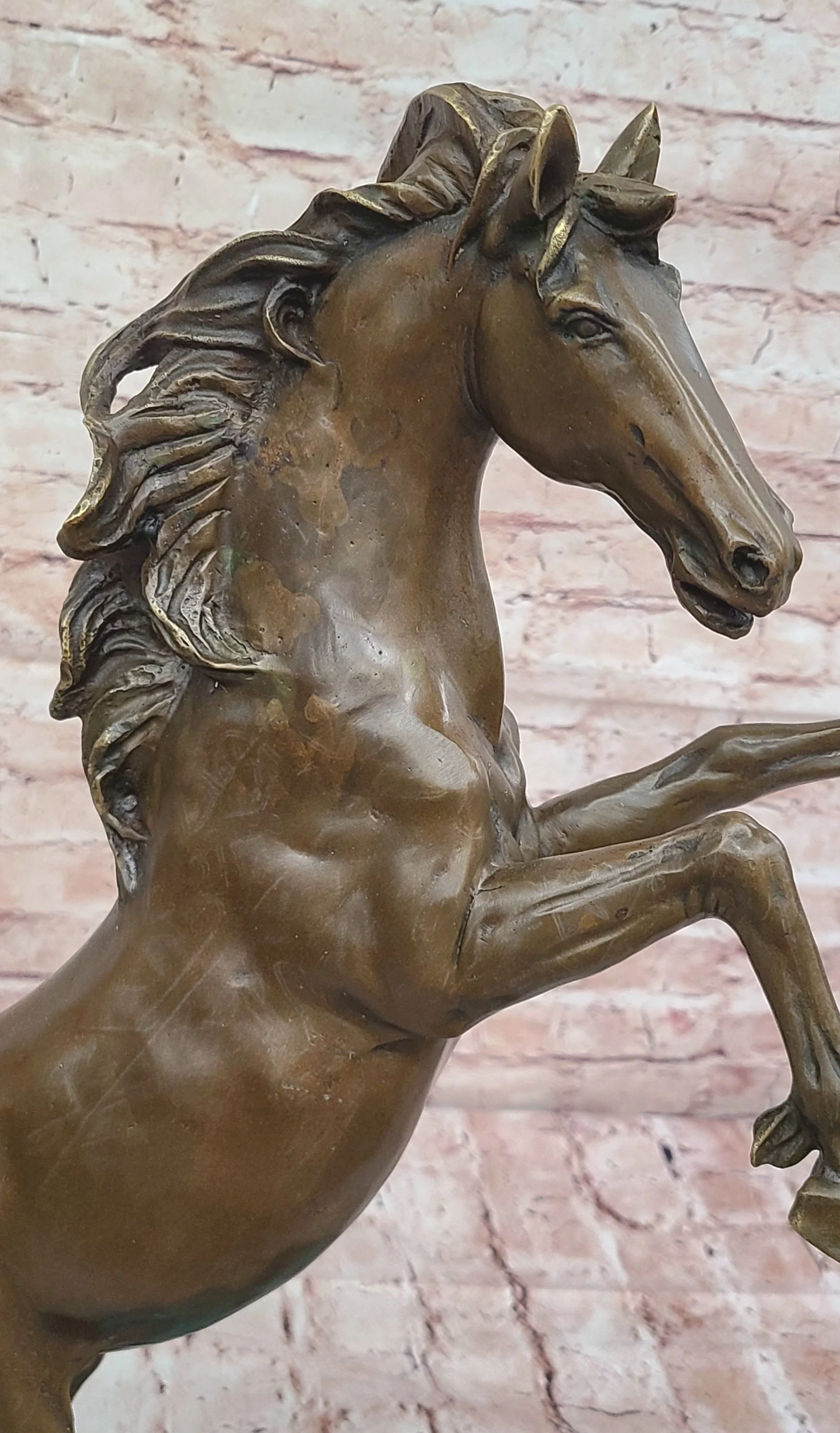 Rearing Horse on Hind Legs Bronze Statue Sculpture w/ Blue Green Patina Original Art - Image 6