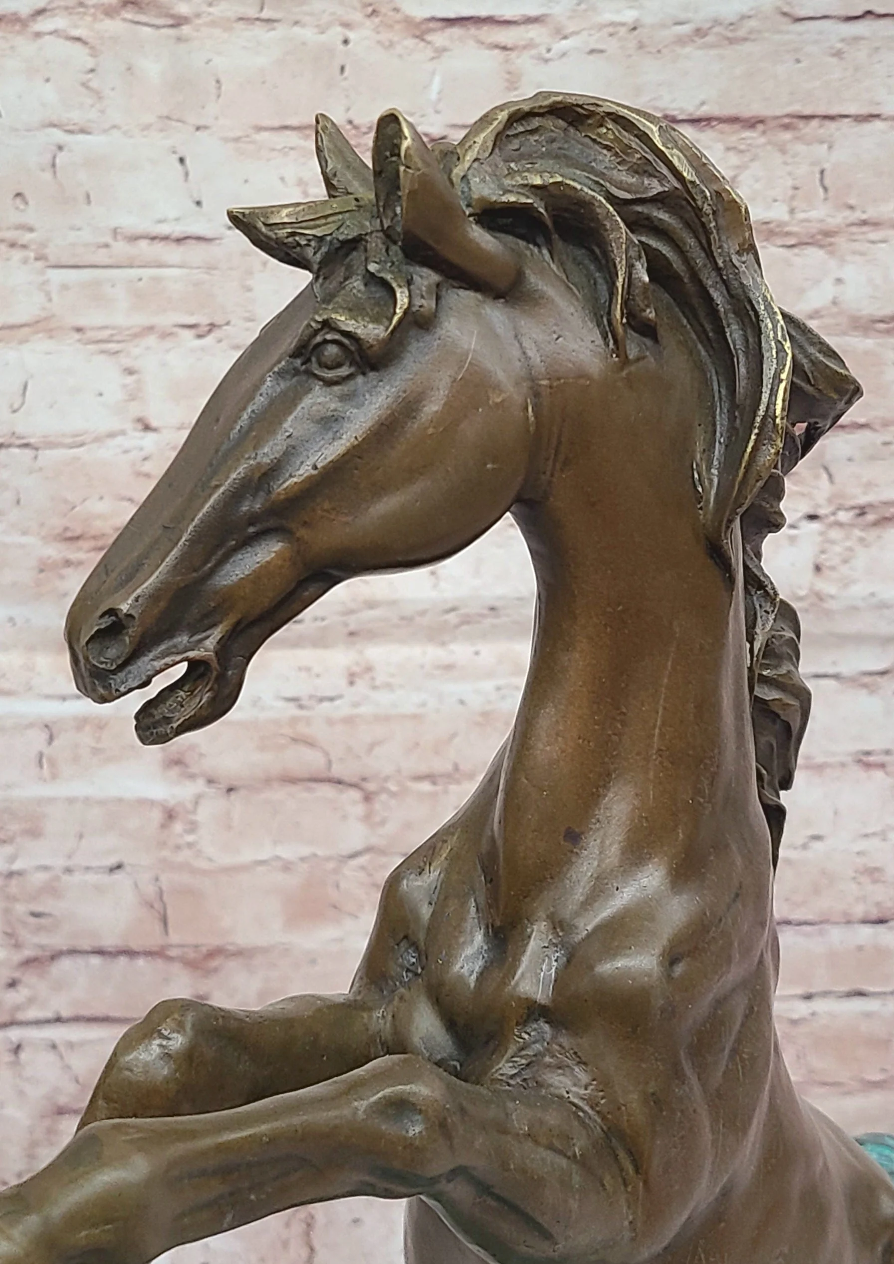 Rearing Horse on Hind Legs Bronze Statue Sculpture w/ Blue Green Patina Original Art - Image 7