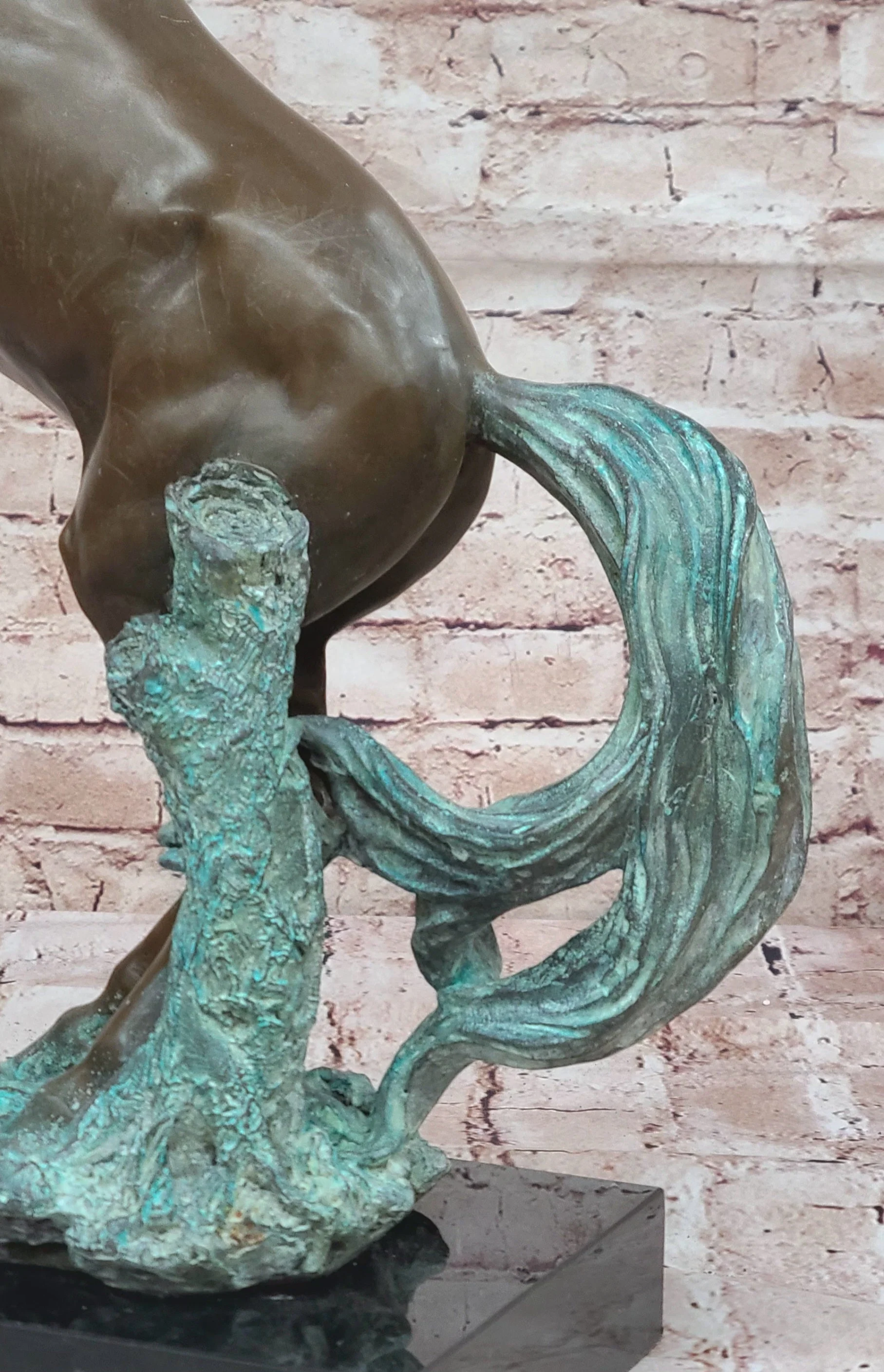 Rearing Horse on Hind Legs Bronze Statue Sculpture w/ Blue Green Patina Original Art - Image 9