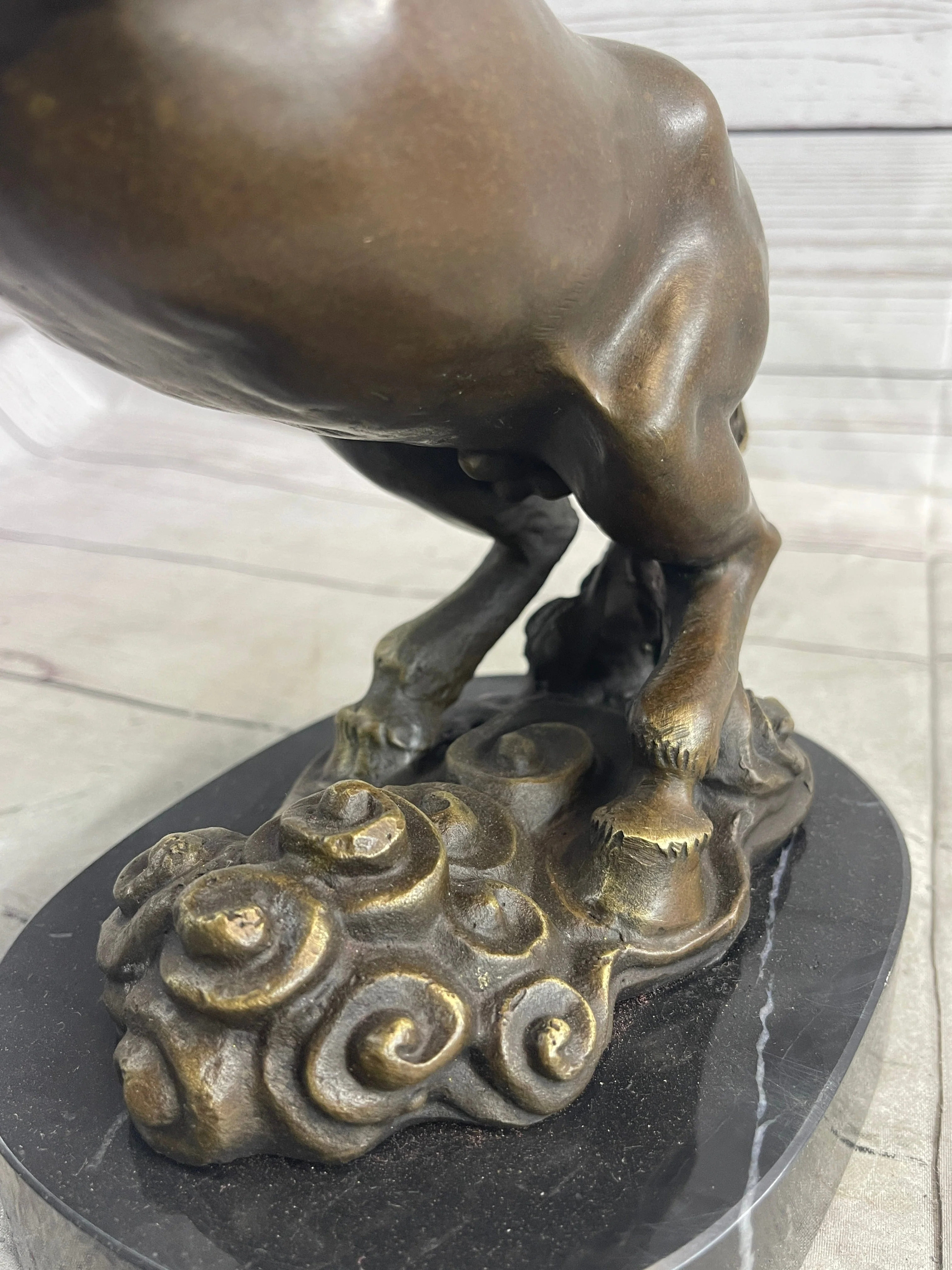 Rearing Horse Trainer Equestrian Artwork Art Bronze on Marble Statue Sculpture - Image 9