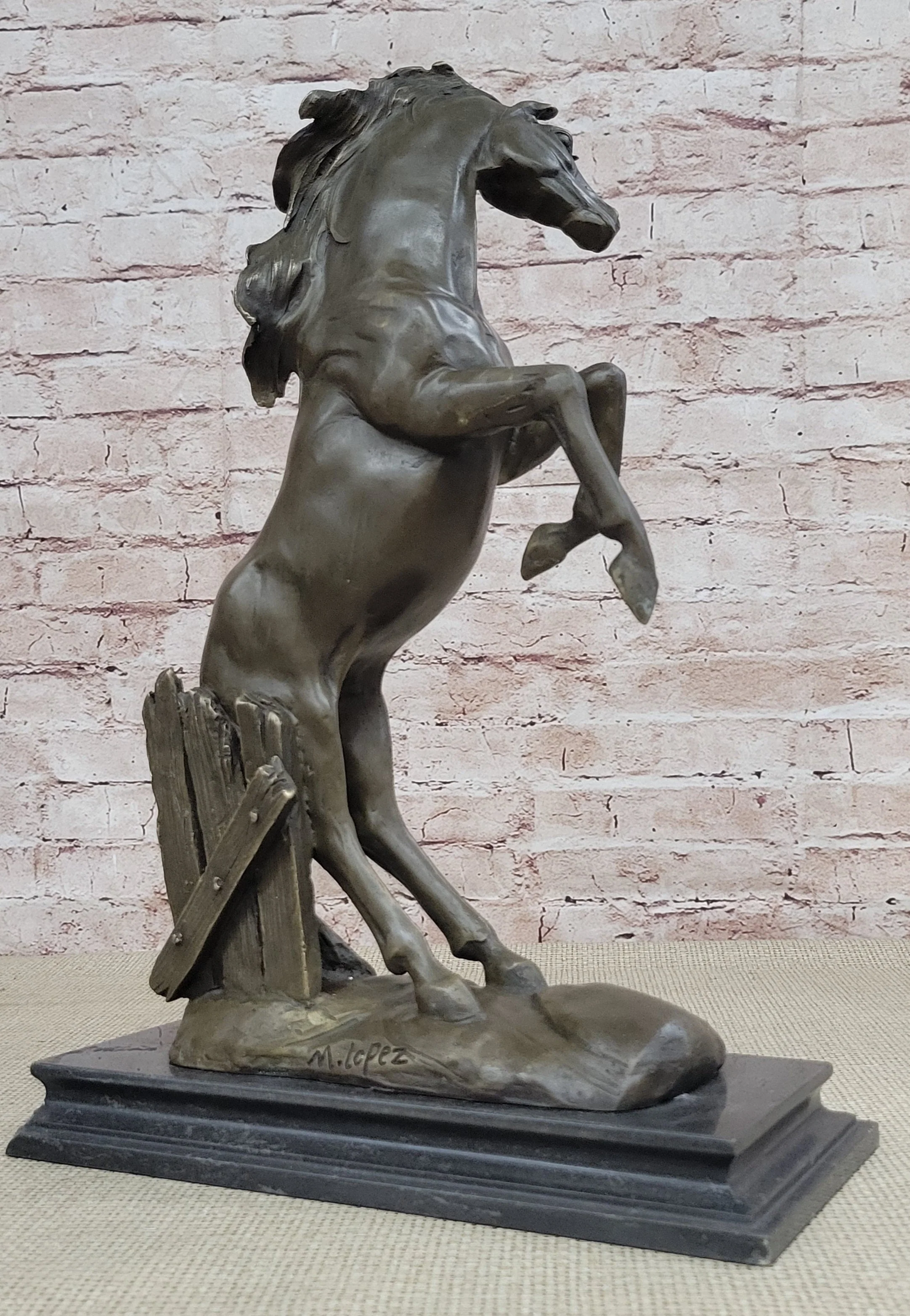 Rearing Stallion Horse Bronze Sculpture Statue Equestrian Horses Decor Signed Original Art - Image 4