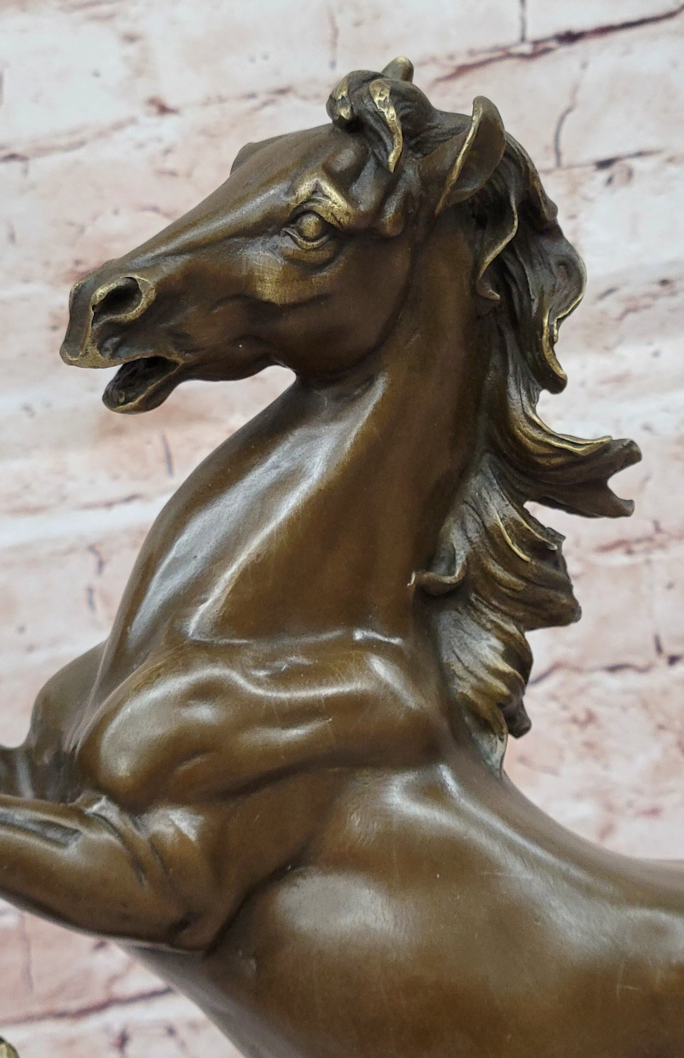 Rearing Stallion Horse Bronze Sculpture Statue Figure on Marble Base by Lecourtier - Image 9