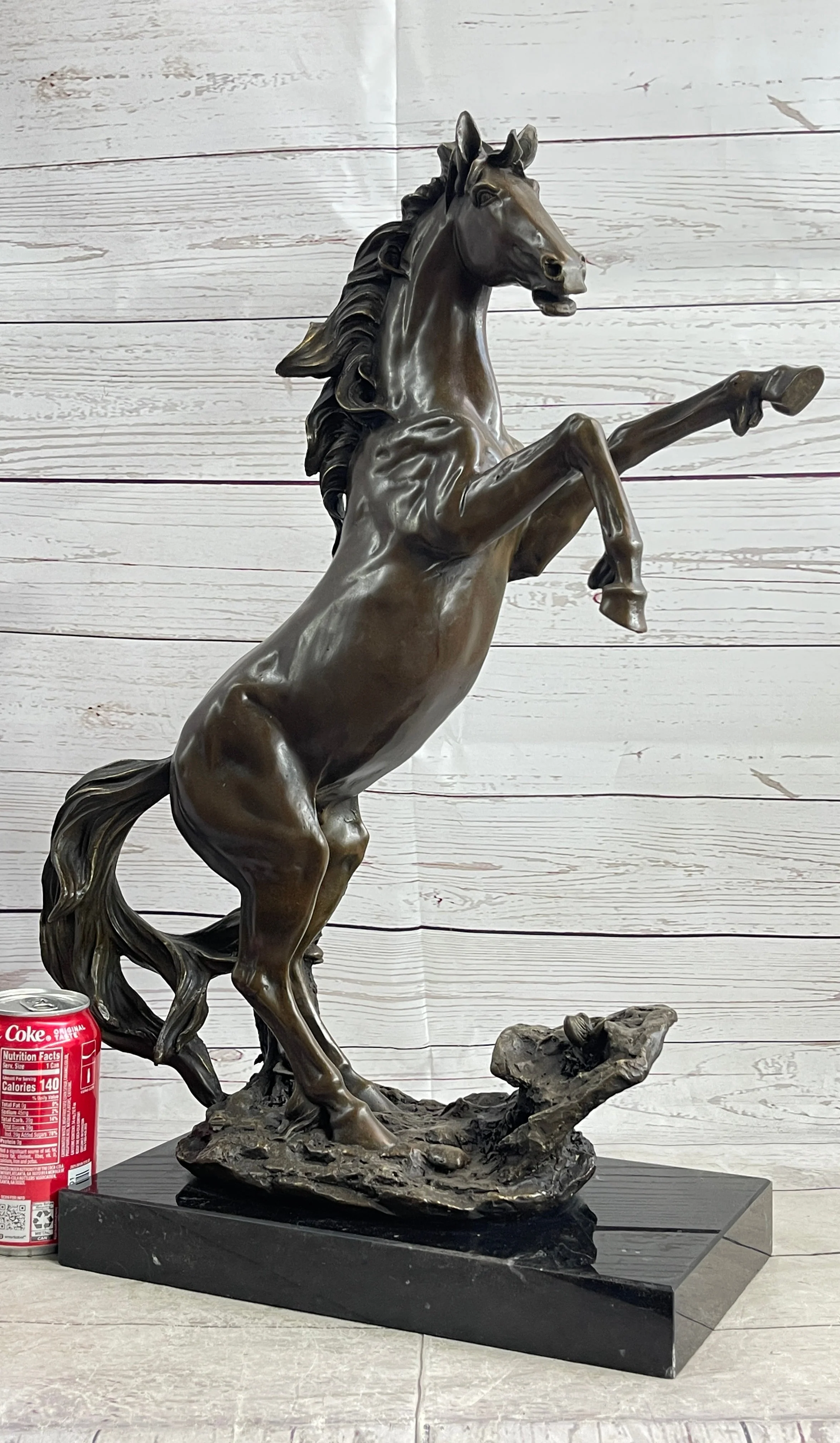 Rearing Wild Stallion Horse Bronze Statue Sculpture Figure Equestrian Horses Decor Signed Art - Image 2