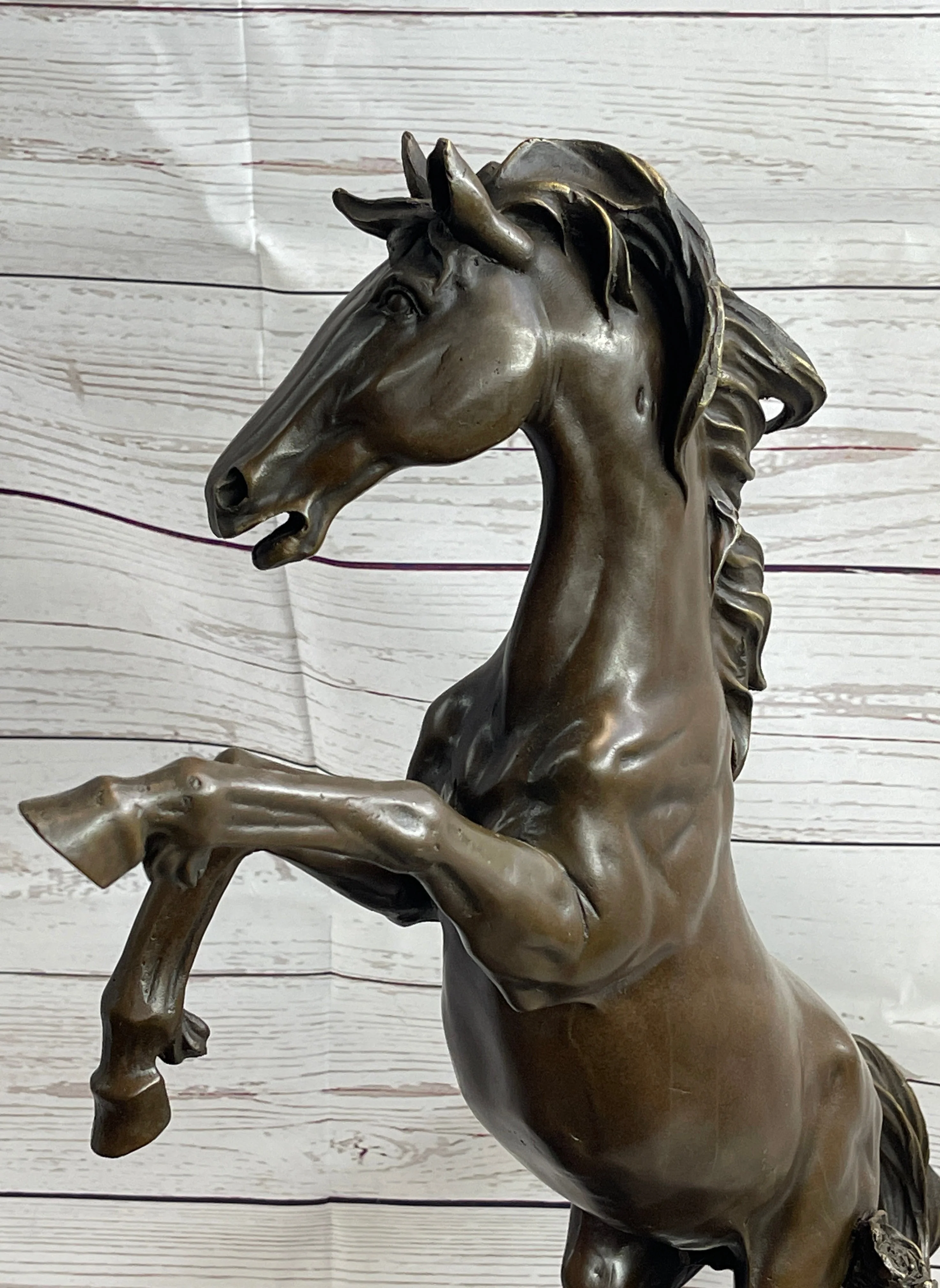 Rearing Wild Stallion Horse Bronze Statue Sculpture Figure Equestrian Horses Decor Signed Art - Image 7