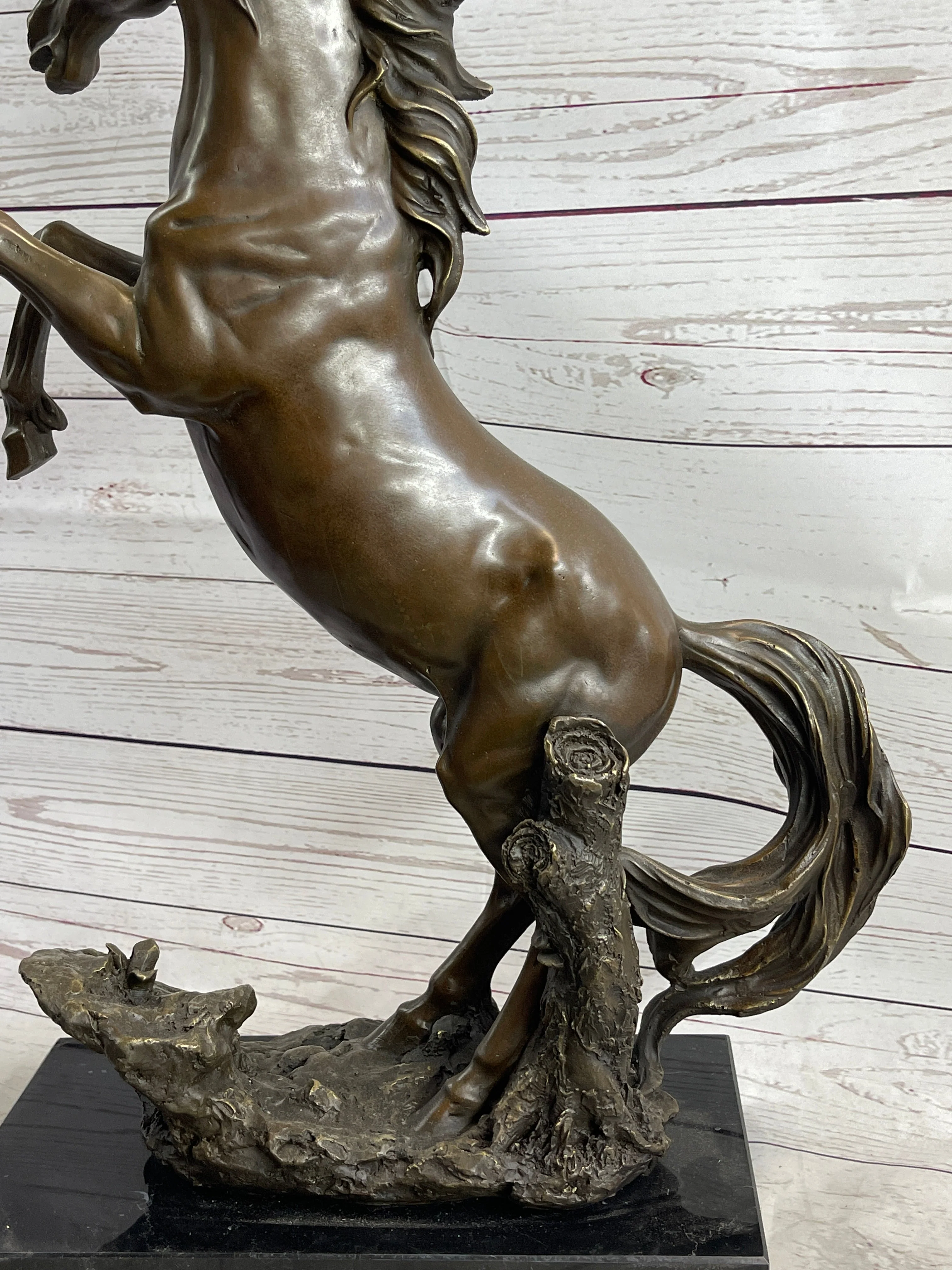 Rearing Wild Stallion Horse Bronze Statue Sculpture Figure Equestrian Horses Decor Signed Art - Image 9