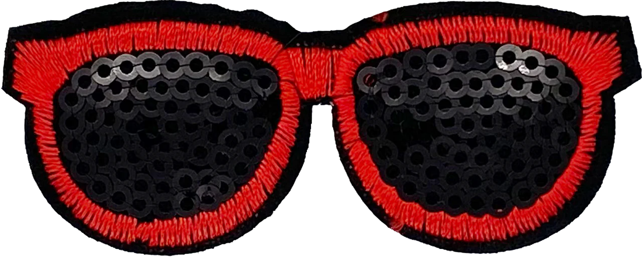 Red & Black Sequin Glasses - Patch