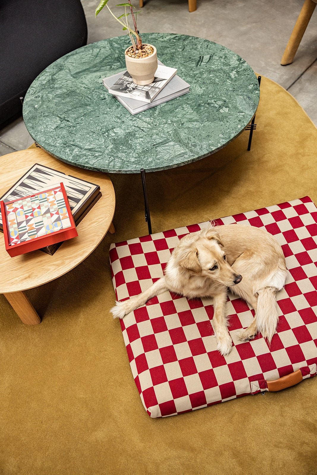Red Checker | Dog Bed with Cover | Red Checkered Bedding - Image 4