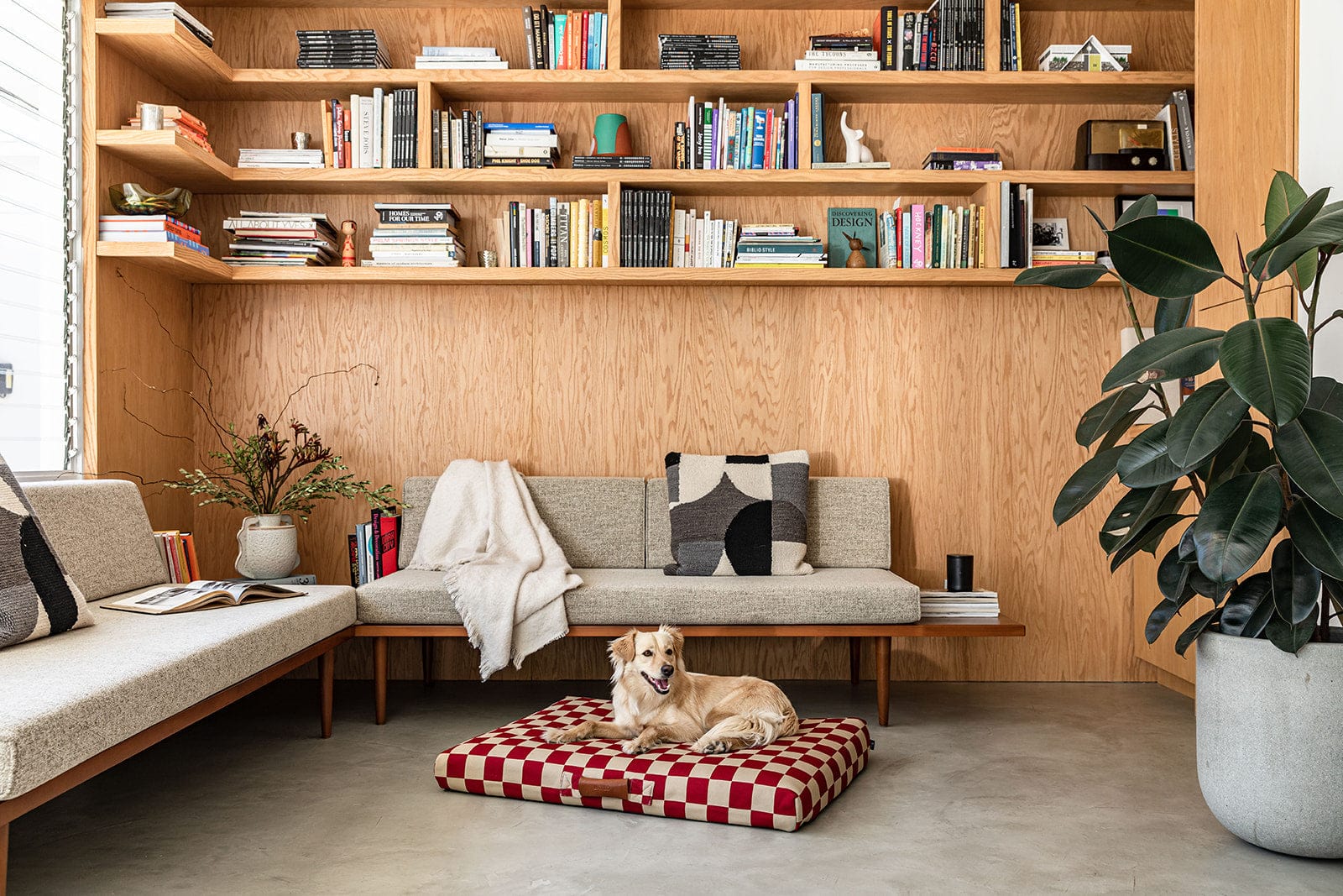 Red Checker | Dog Bed with Cover | Red Checkered Bedding - Image 5