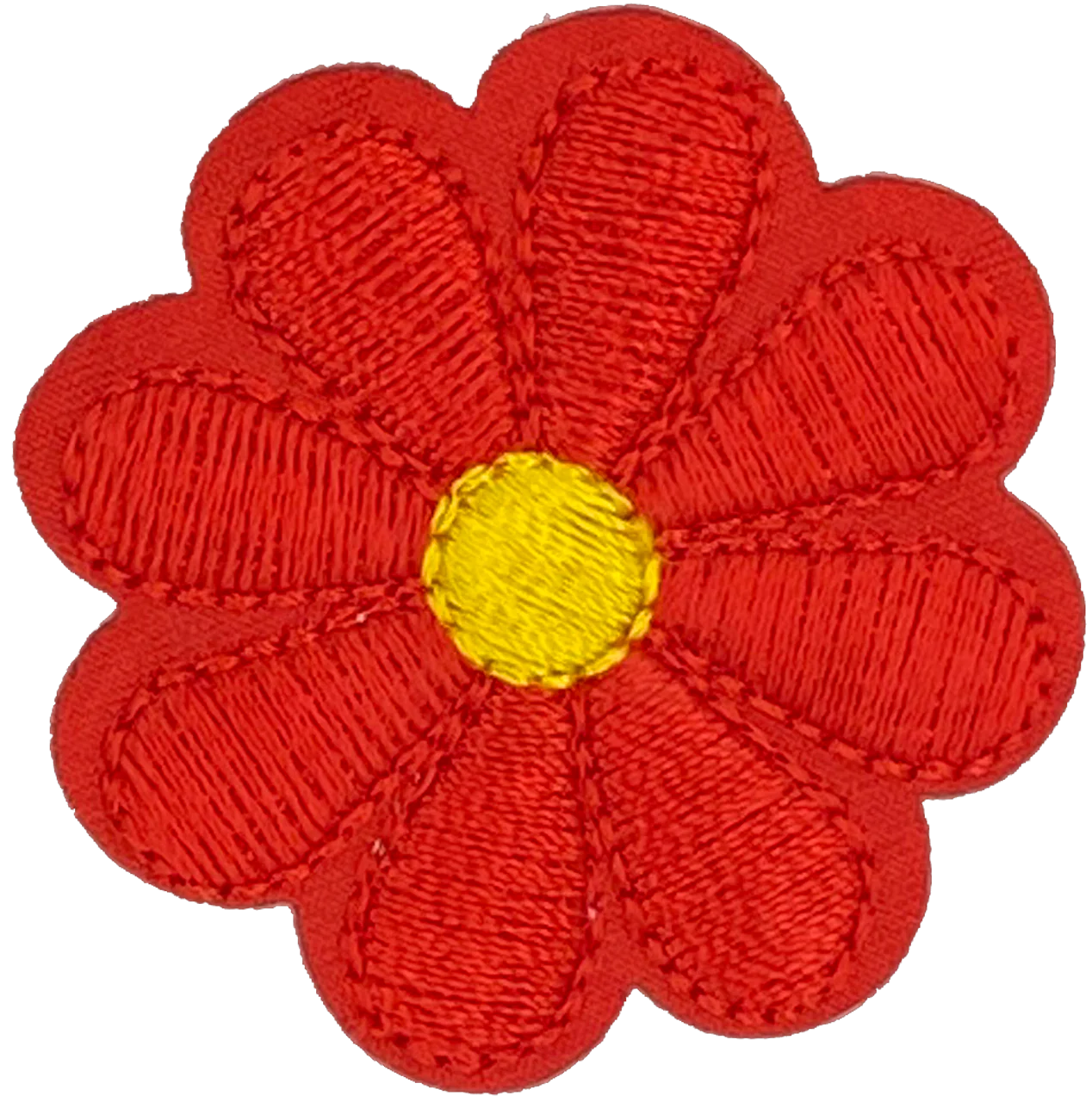 Red Daisy 8 Petal Flower - Patch