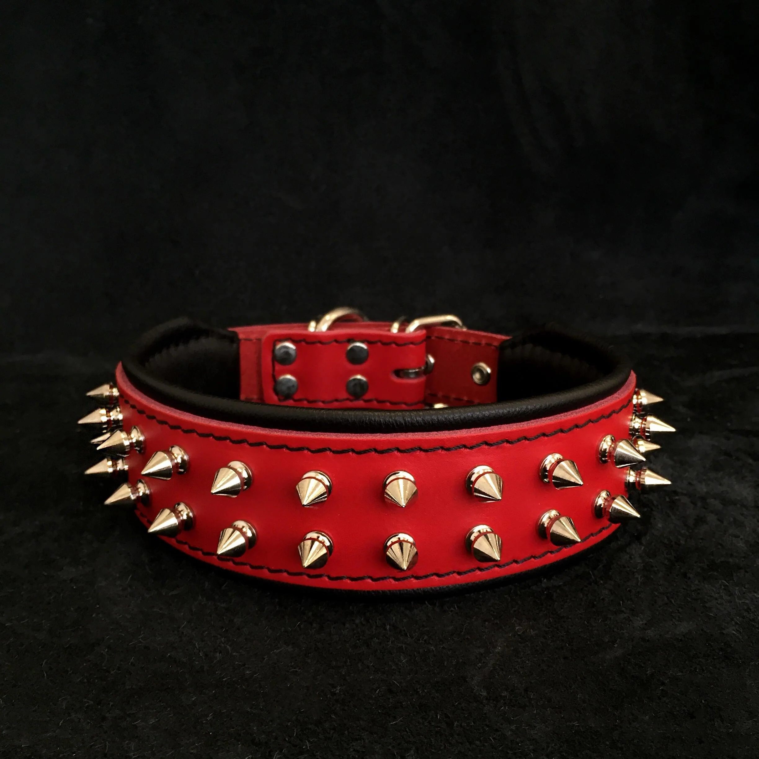 Bestia Dog Gear Genuine Leather Dog Collar - Black