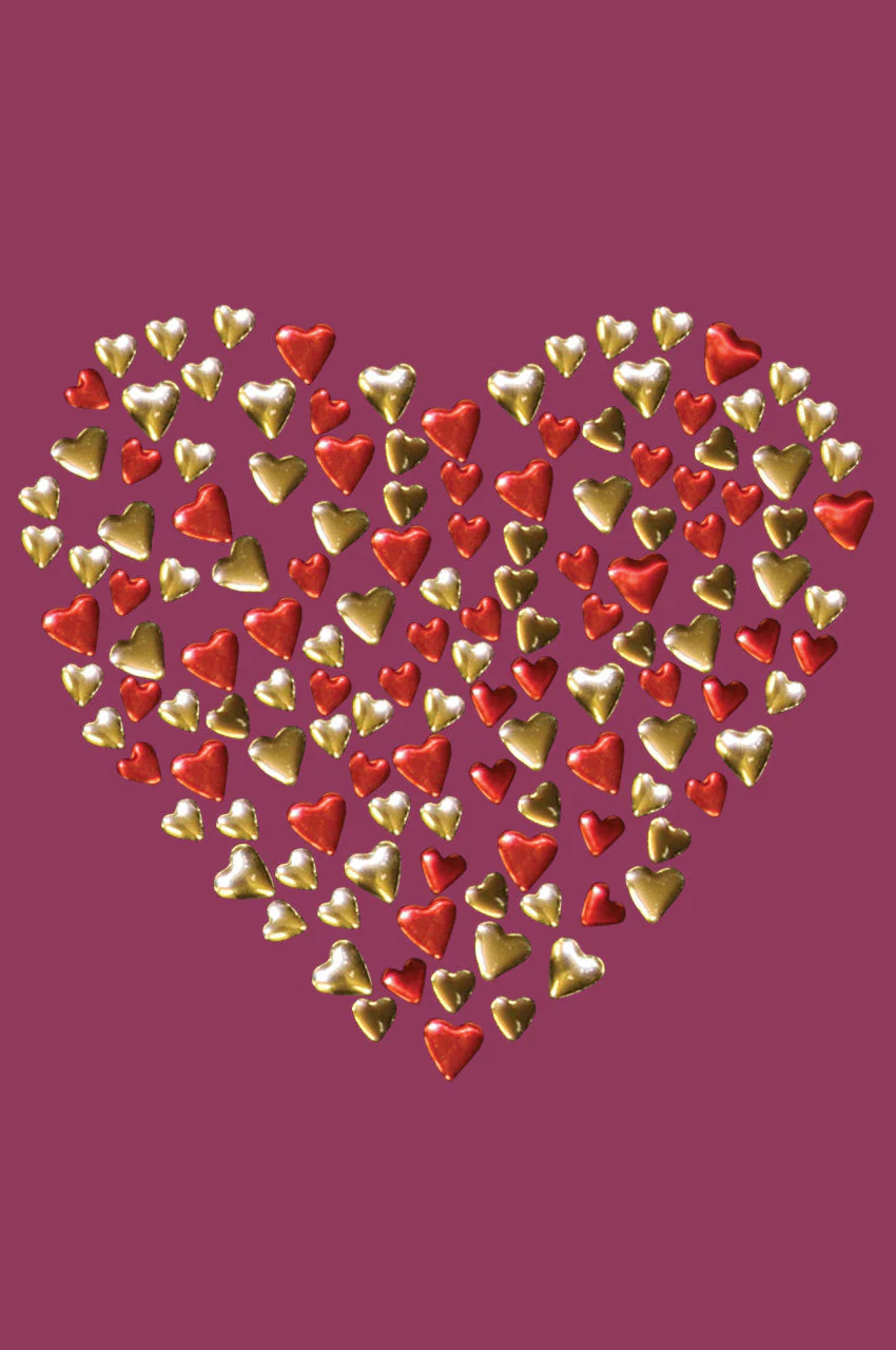 Red & Gold Nailhead Hearts Bandanna - Image 2