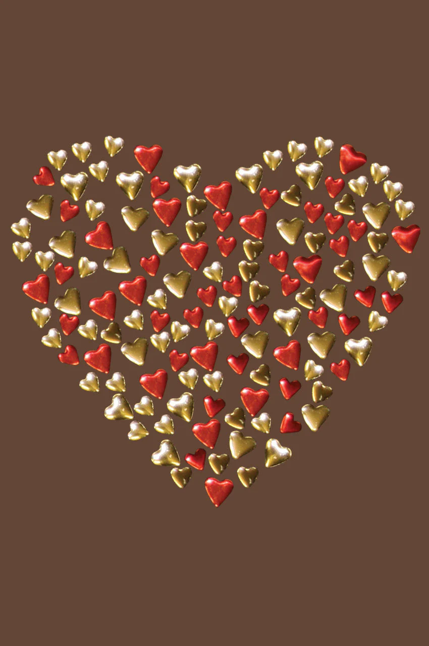 Red & Gold Nailhead Hearts Bandanna - Image 3