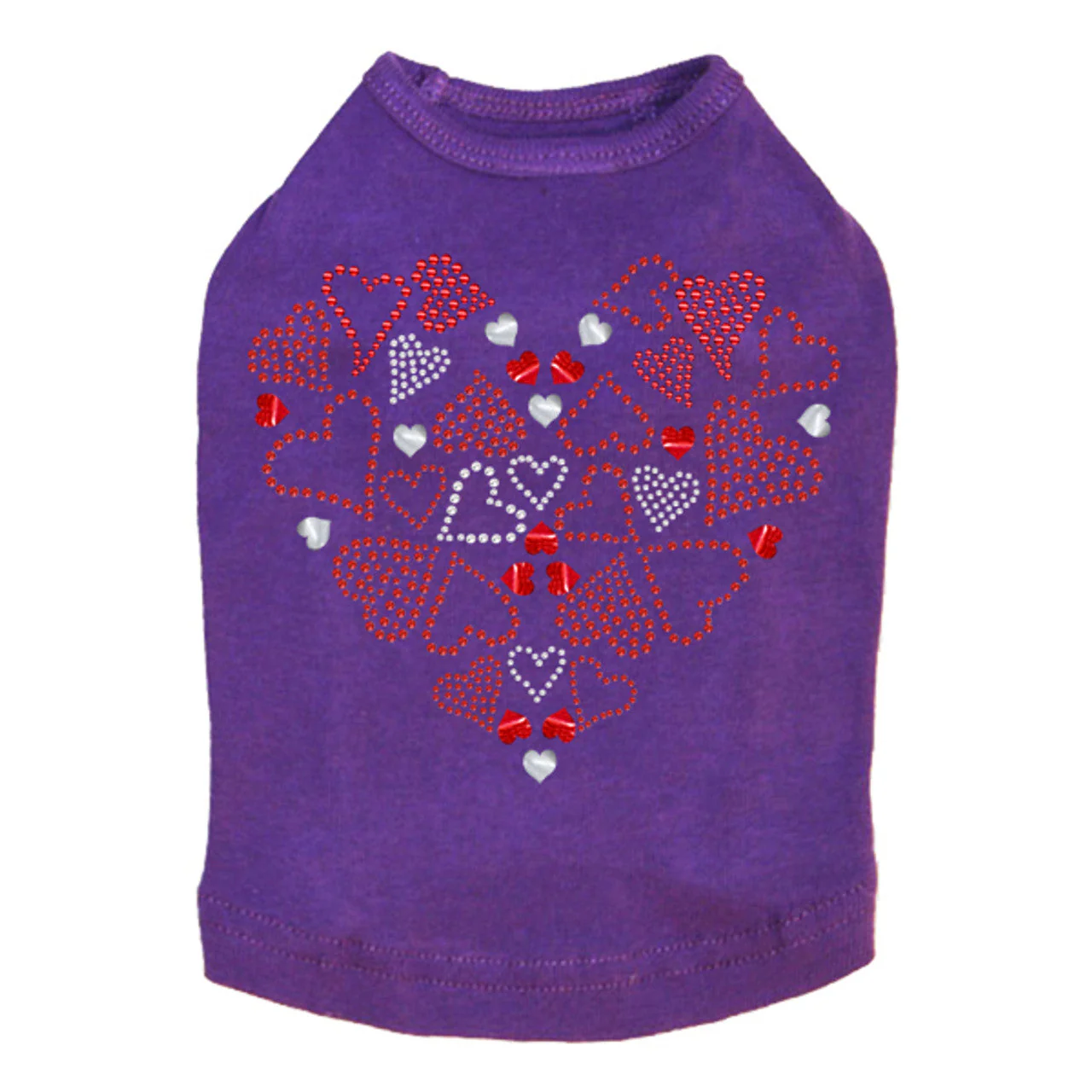 Red Heart with Hearts - Dog Tank - Image 2