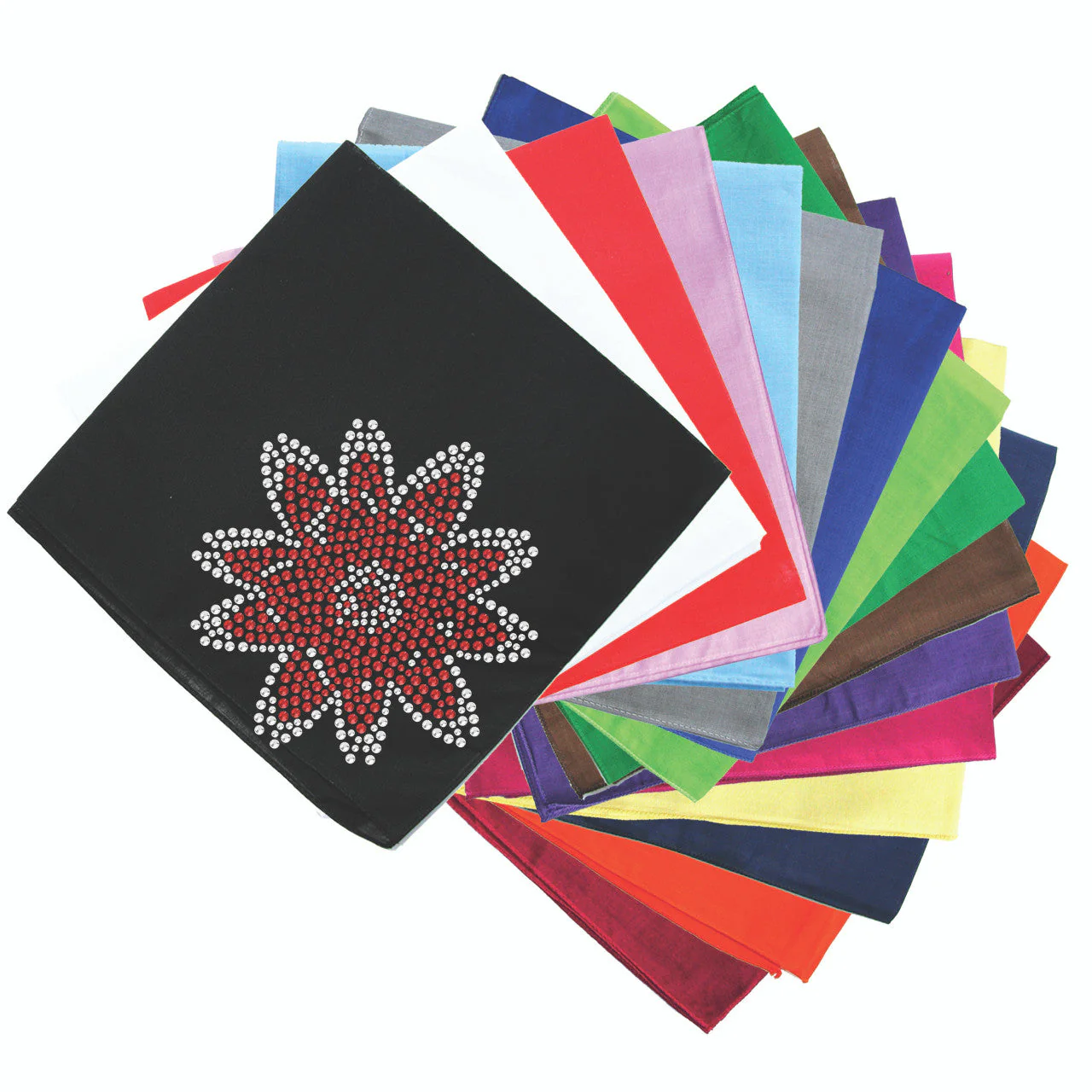 Red Rhinestone Flower - Bandanna - Image 2