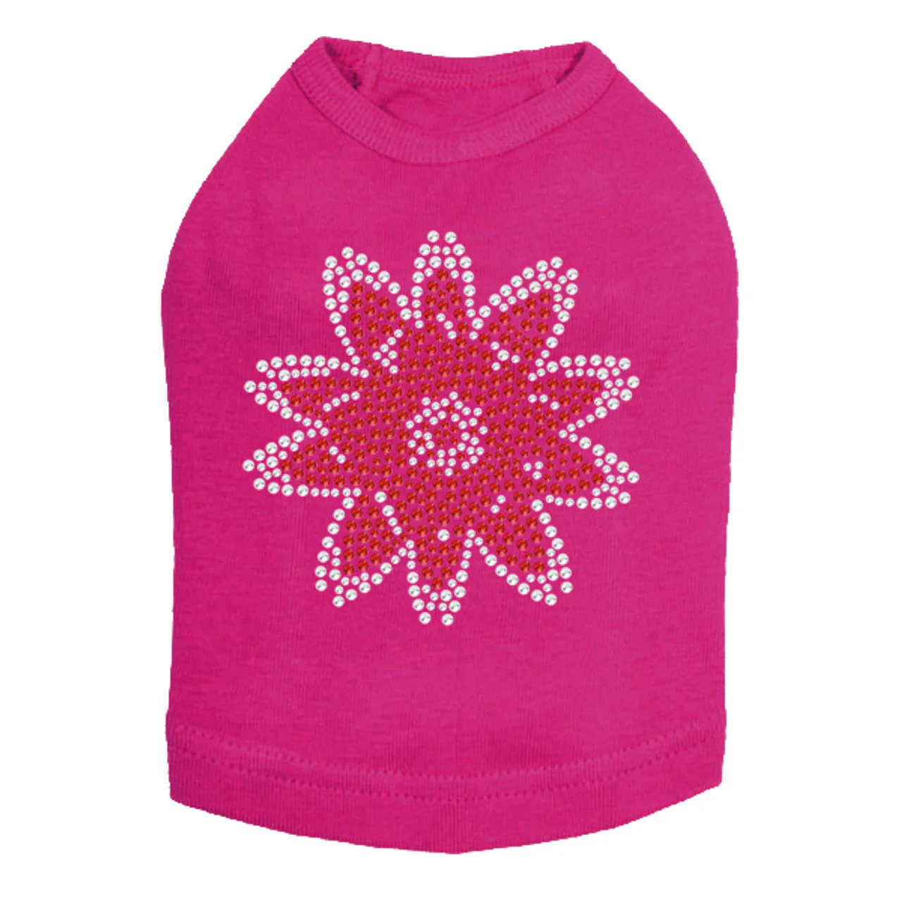 Red Rhinestone Flower - Dog Tank - Image 8