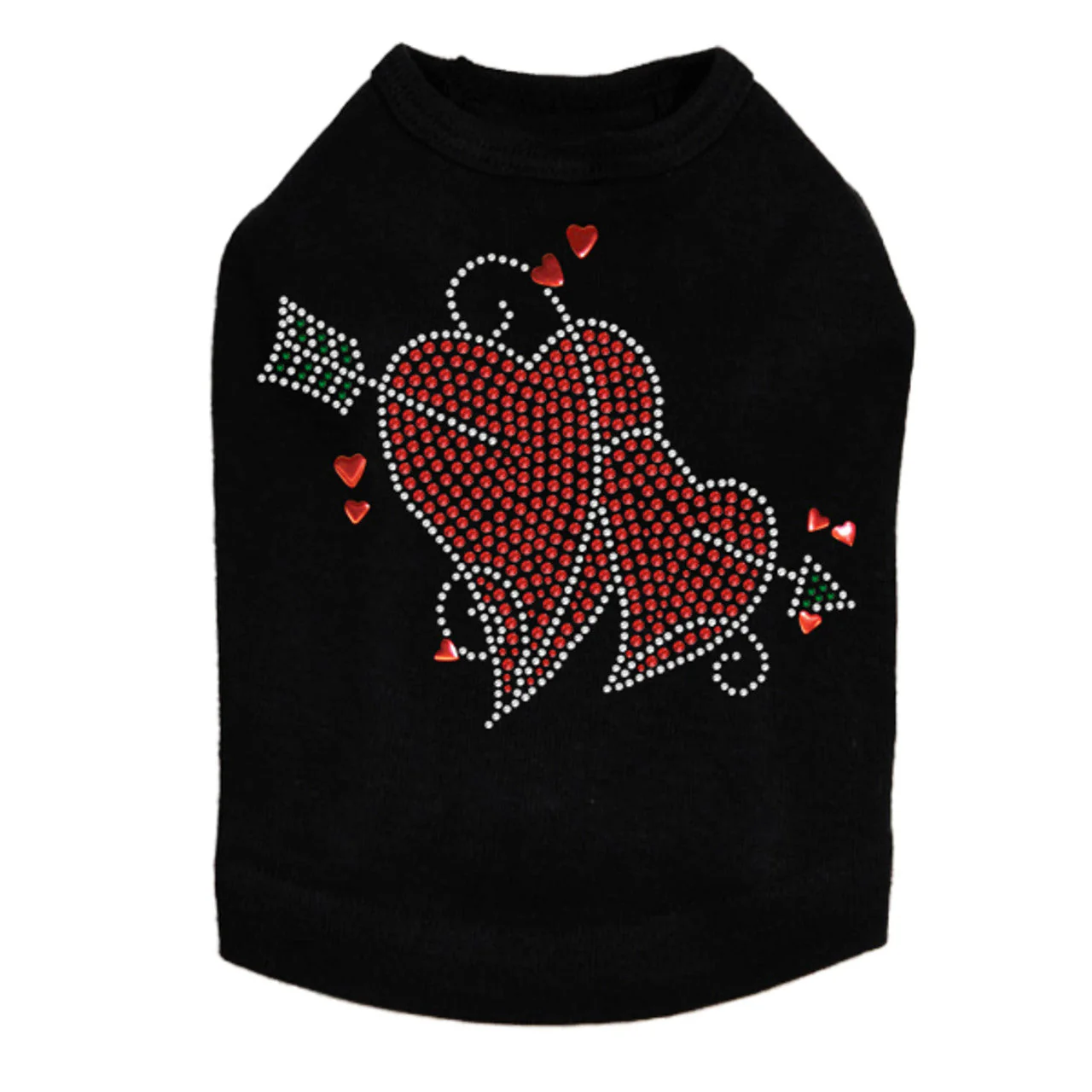Red Rhinestone Hearts with Arrow - Dog Tank - Image 2