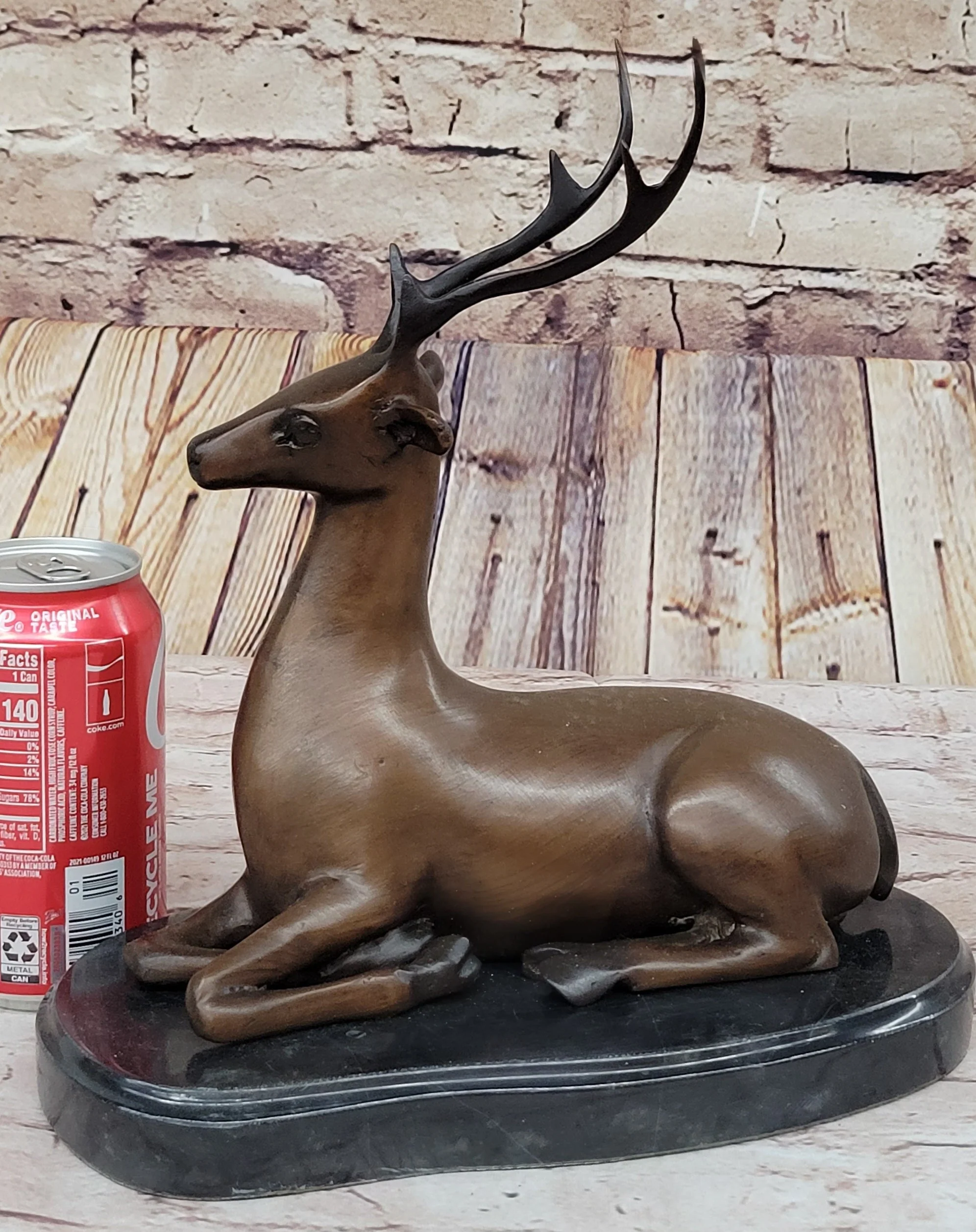 Reindeer Caribou Deer Elk Bronze Statue Sculpture Figurine Signed Original 9.5" x 8.5" - Image 2
